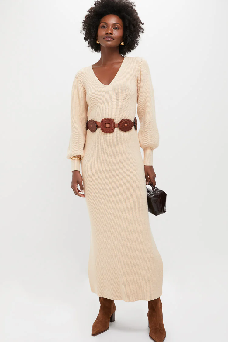 Almond Knit Anya Midi Dress - Image 2