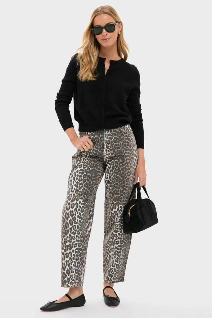 Almond Milk Leopard Print Denim Stary Pant - Image 2