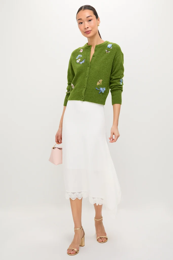 Apple Green Crew Neck Cardigan - Image 3