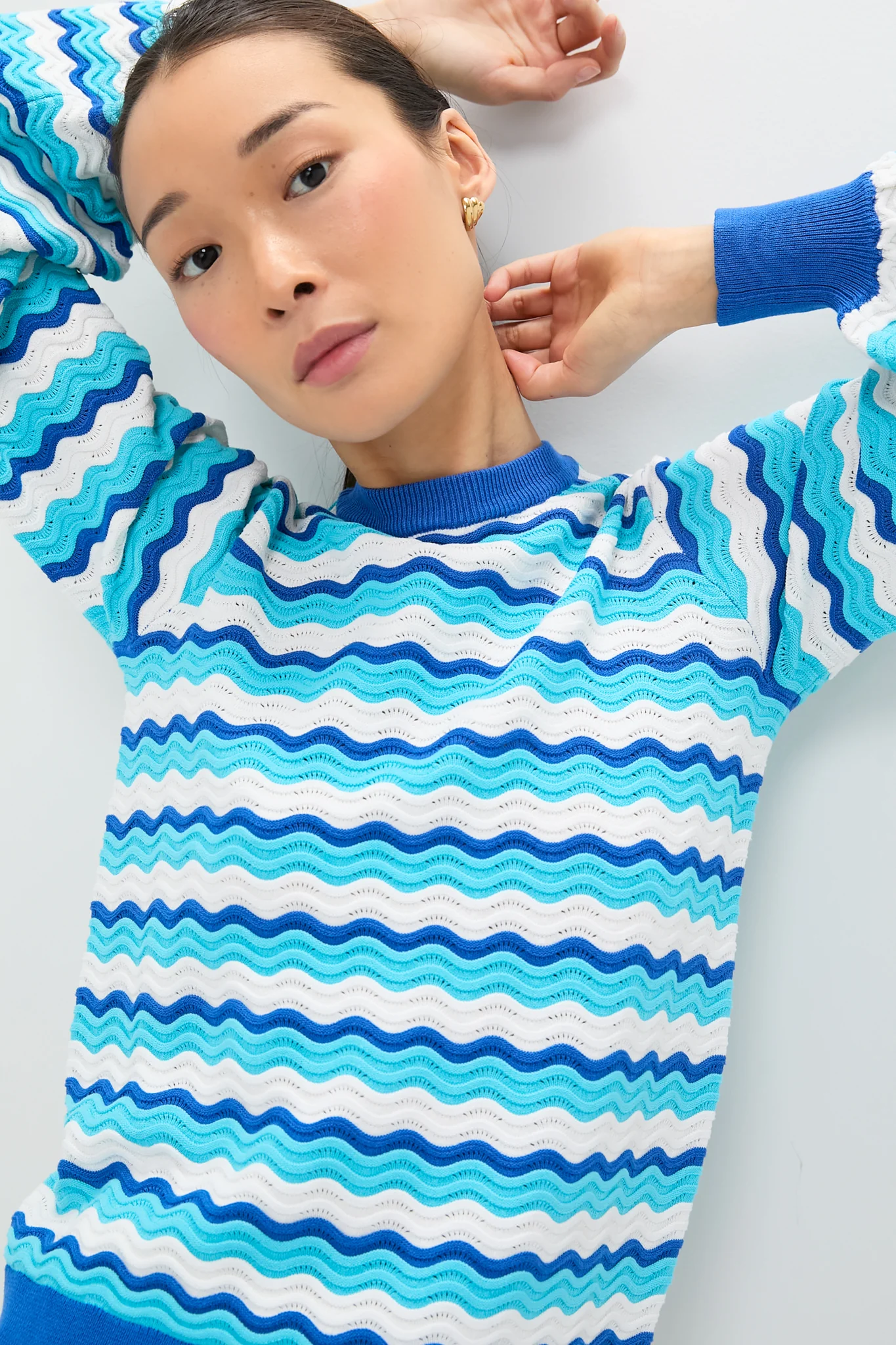 Aqua Wavy Stripe Callie Crewneck - Image 6
