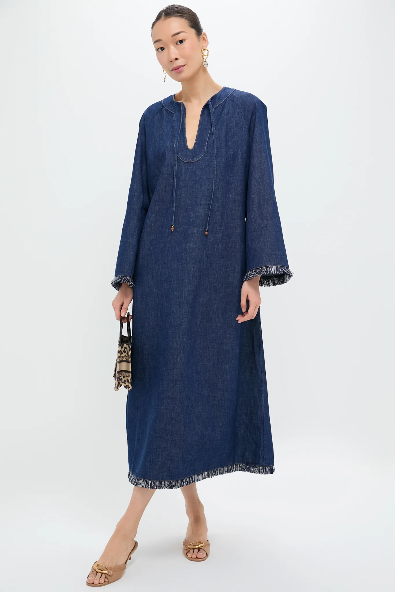Atlantic Rhiannon Fringe Denim Midi Dress - Image 2