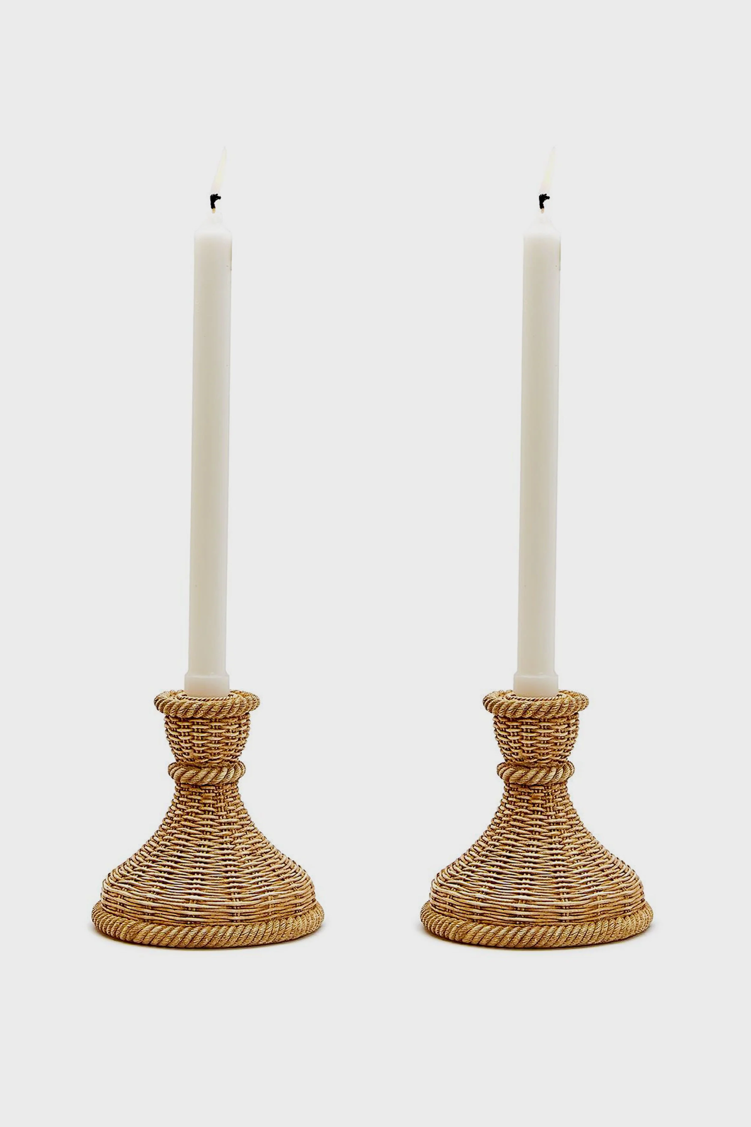 Basket Weave Pattern Set of 2 Candle Holders - Image 2