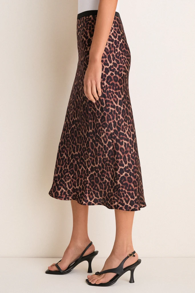 Black and Brown Printed Bar Silk Skirt - Image 3
