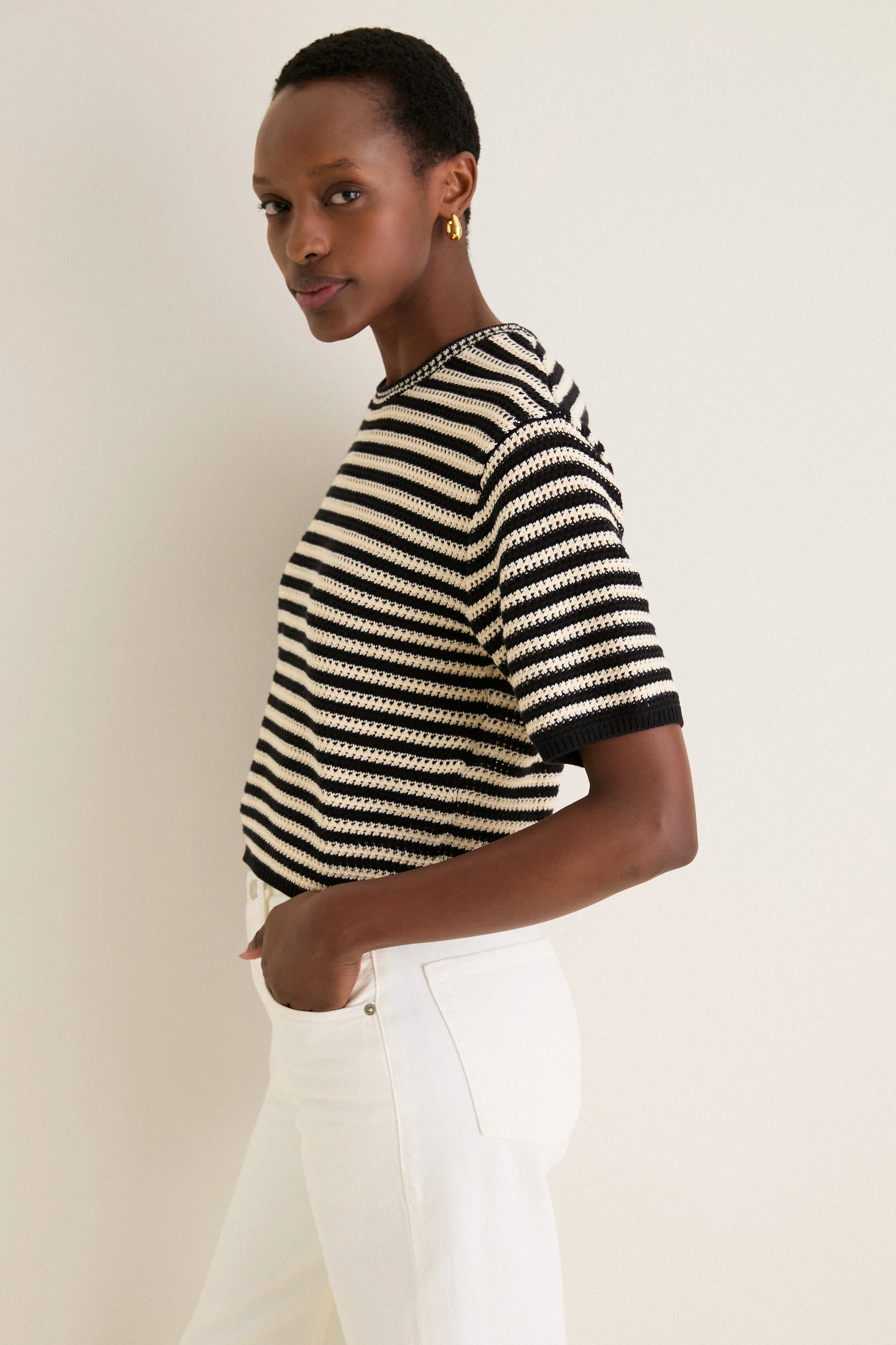 Black and Ivory Stripe Theo Sweater - Image 3