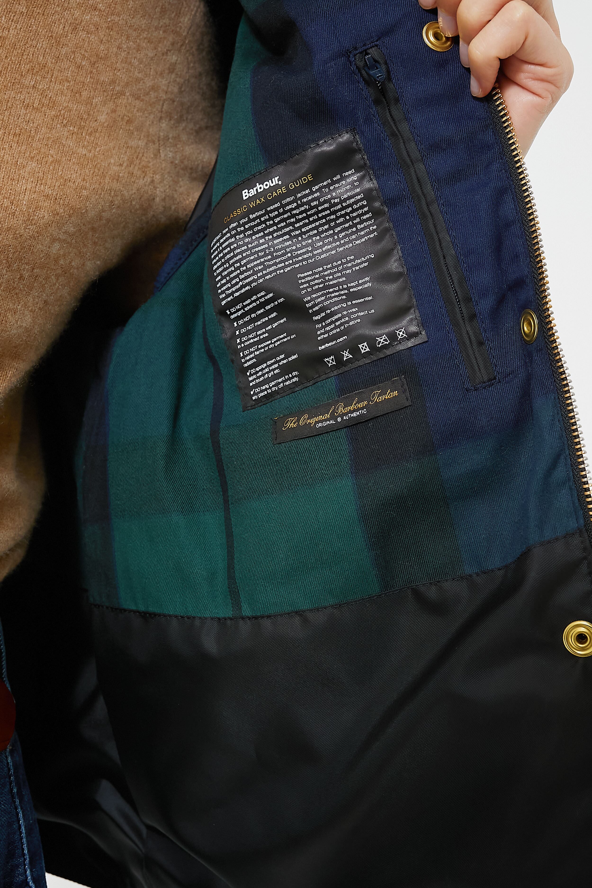 Black and Sage Tartan Catton Wax Jacket - Image 8