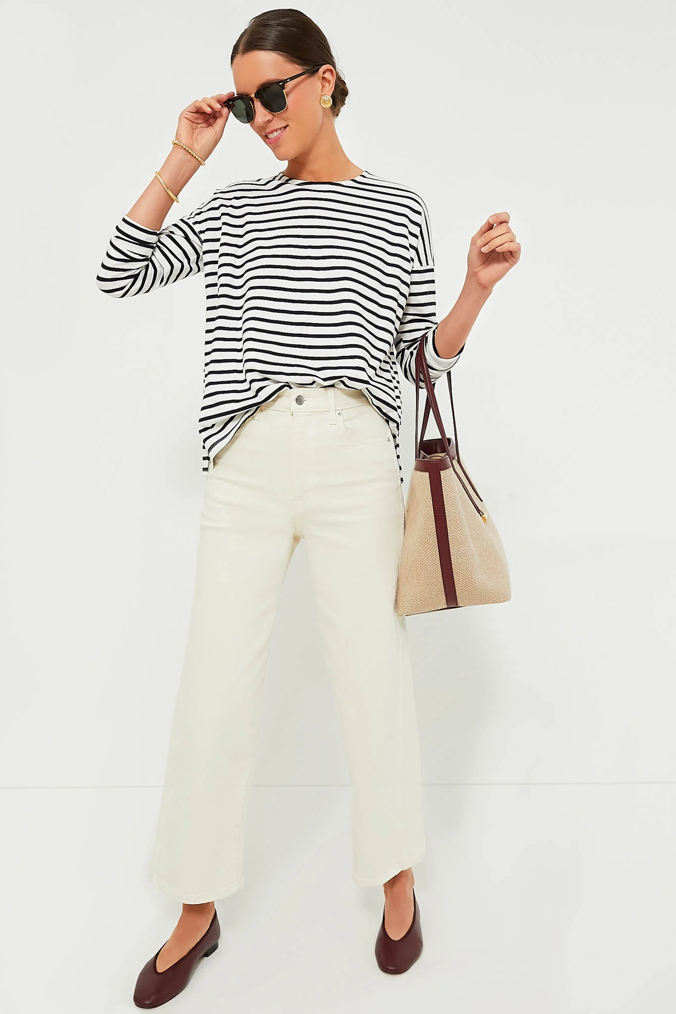 Black and White Stripe Kayne Tee - Image 2