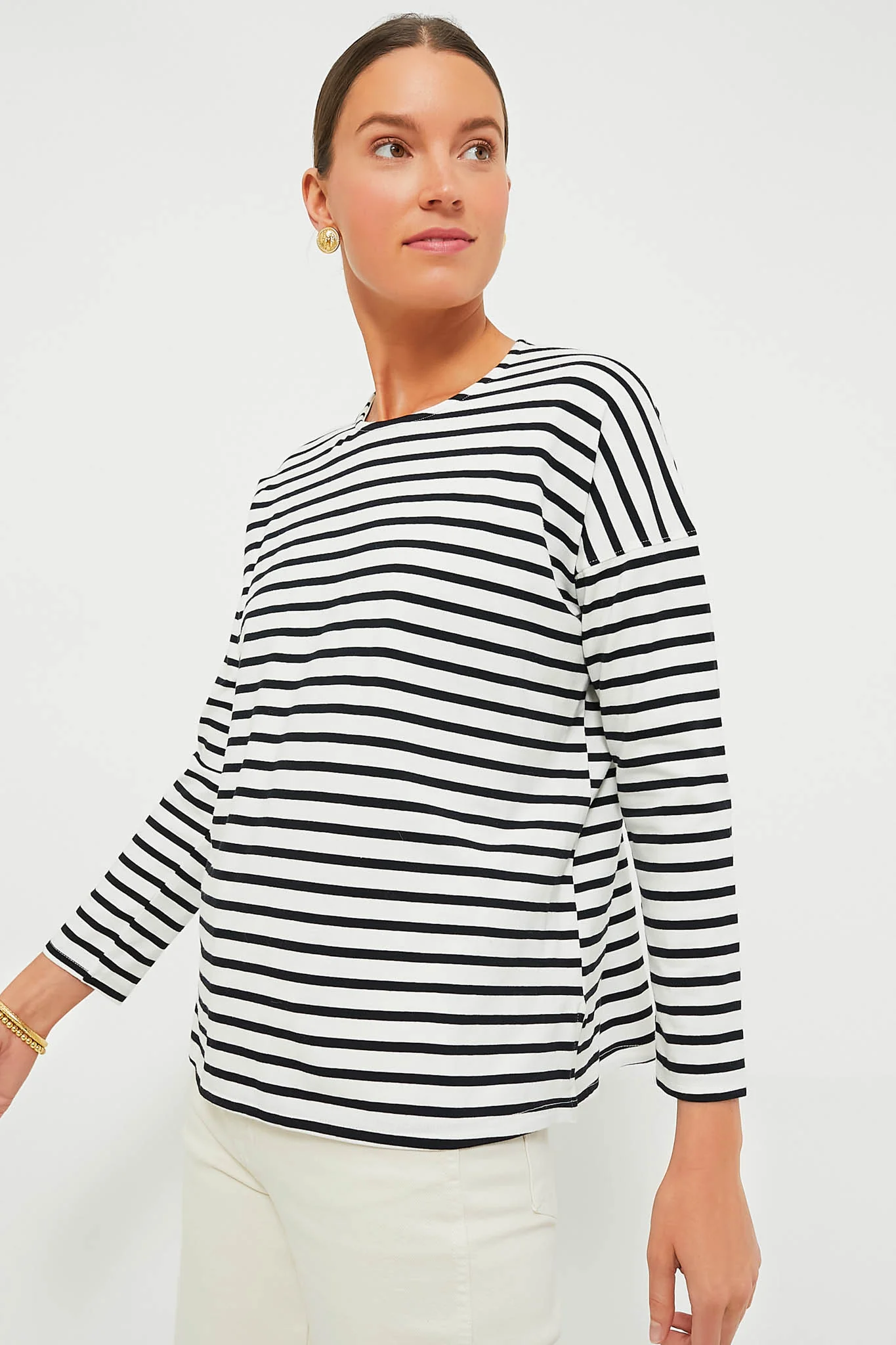 Black and White Stripe Kayne Tee - Image 3