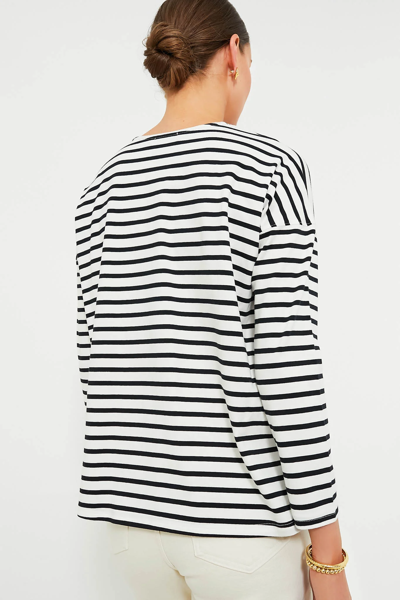 Black and White Stripe Kayne Tee - Image 4