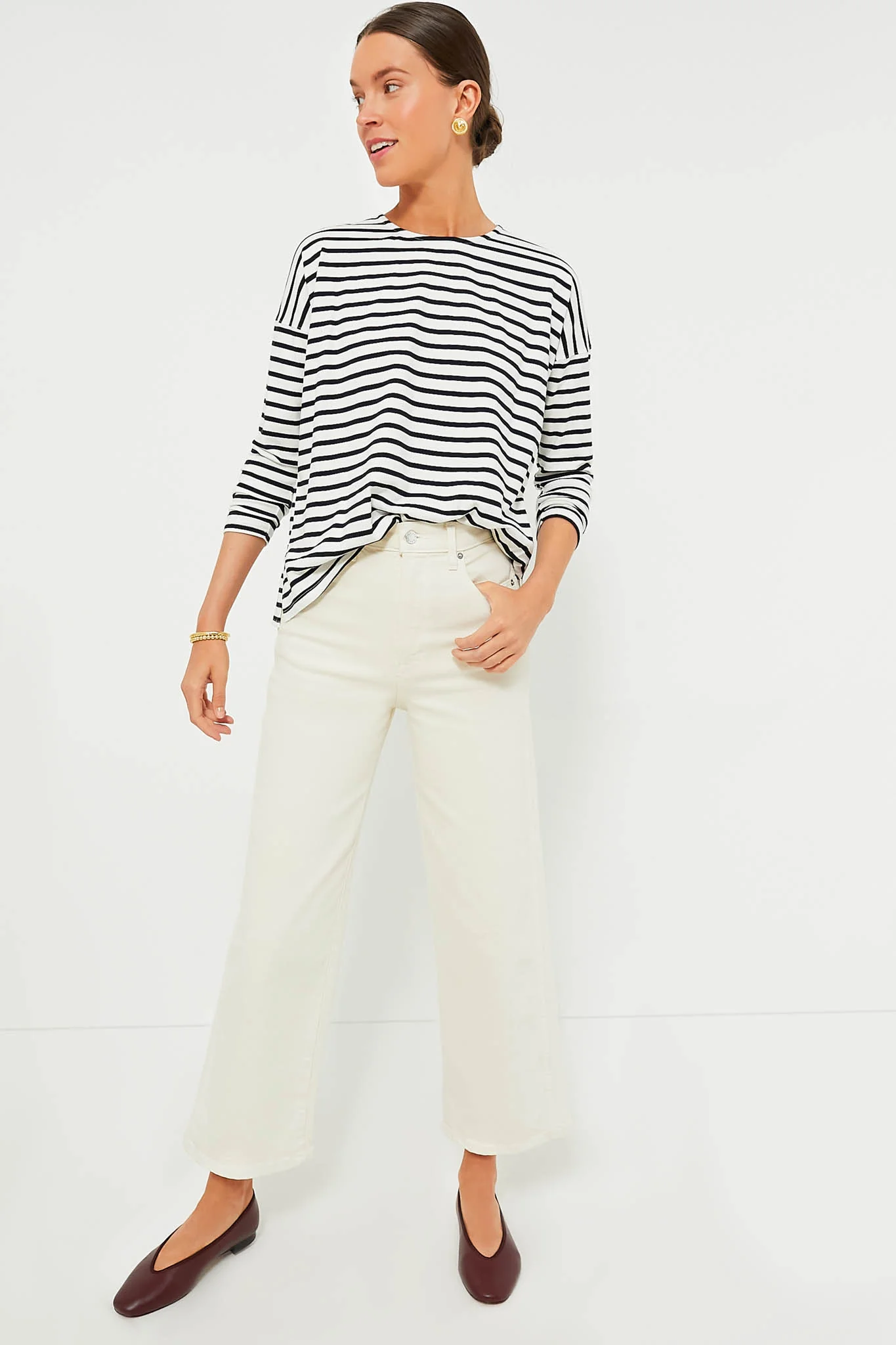 Black and White Stripe Kayne Tee - Image 6