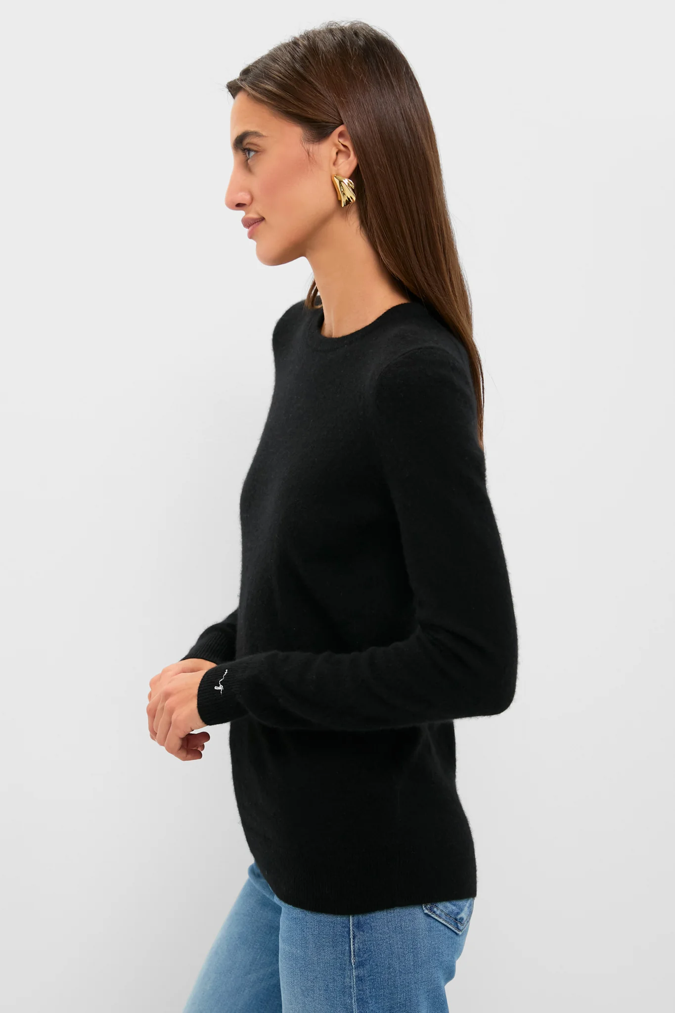 Black Cashmere Crewneck Sweater - Image 3
