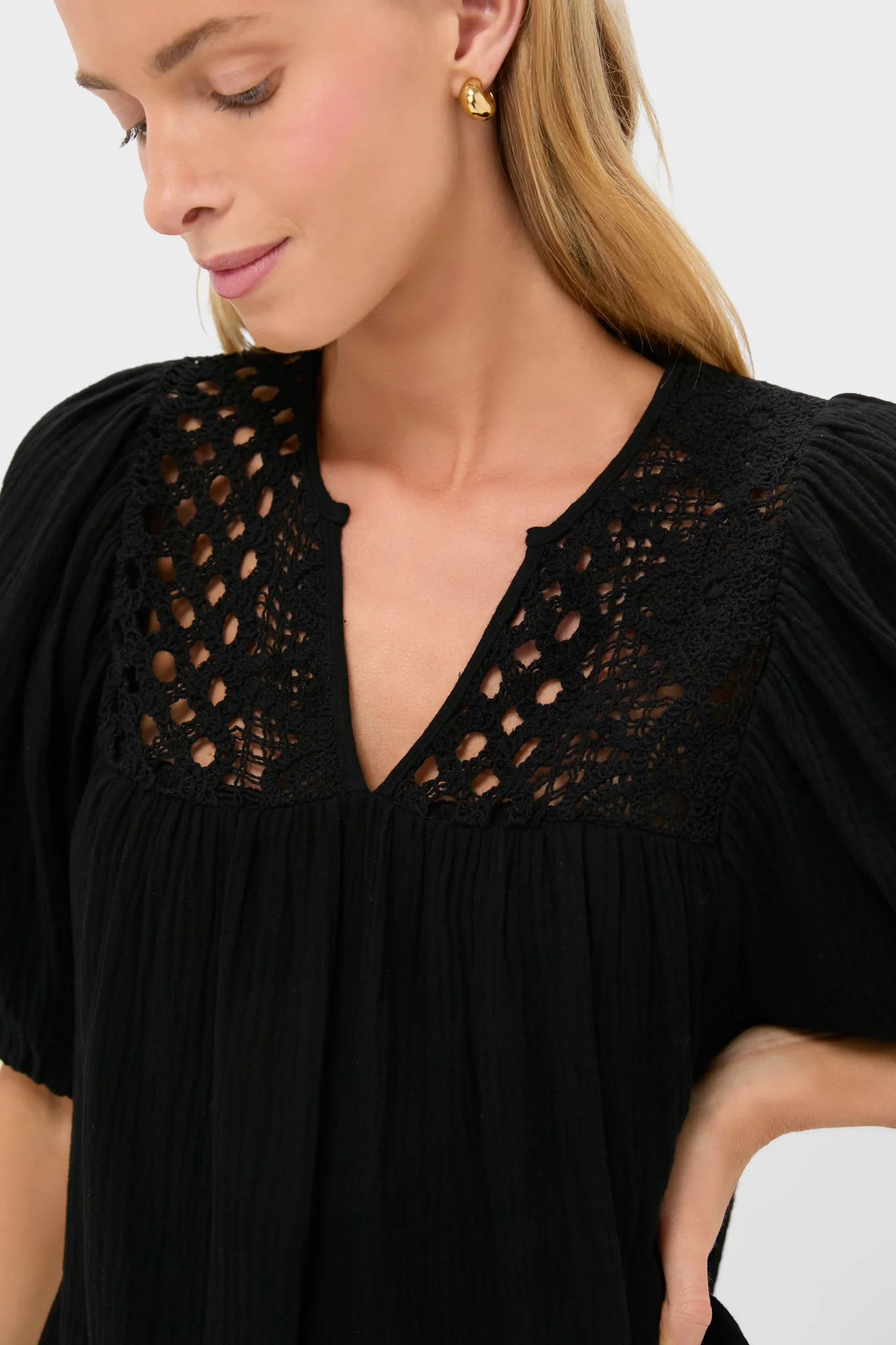 Black Crochet Diana Mini Dress - Image 2