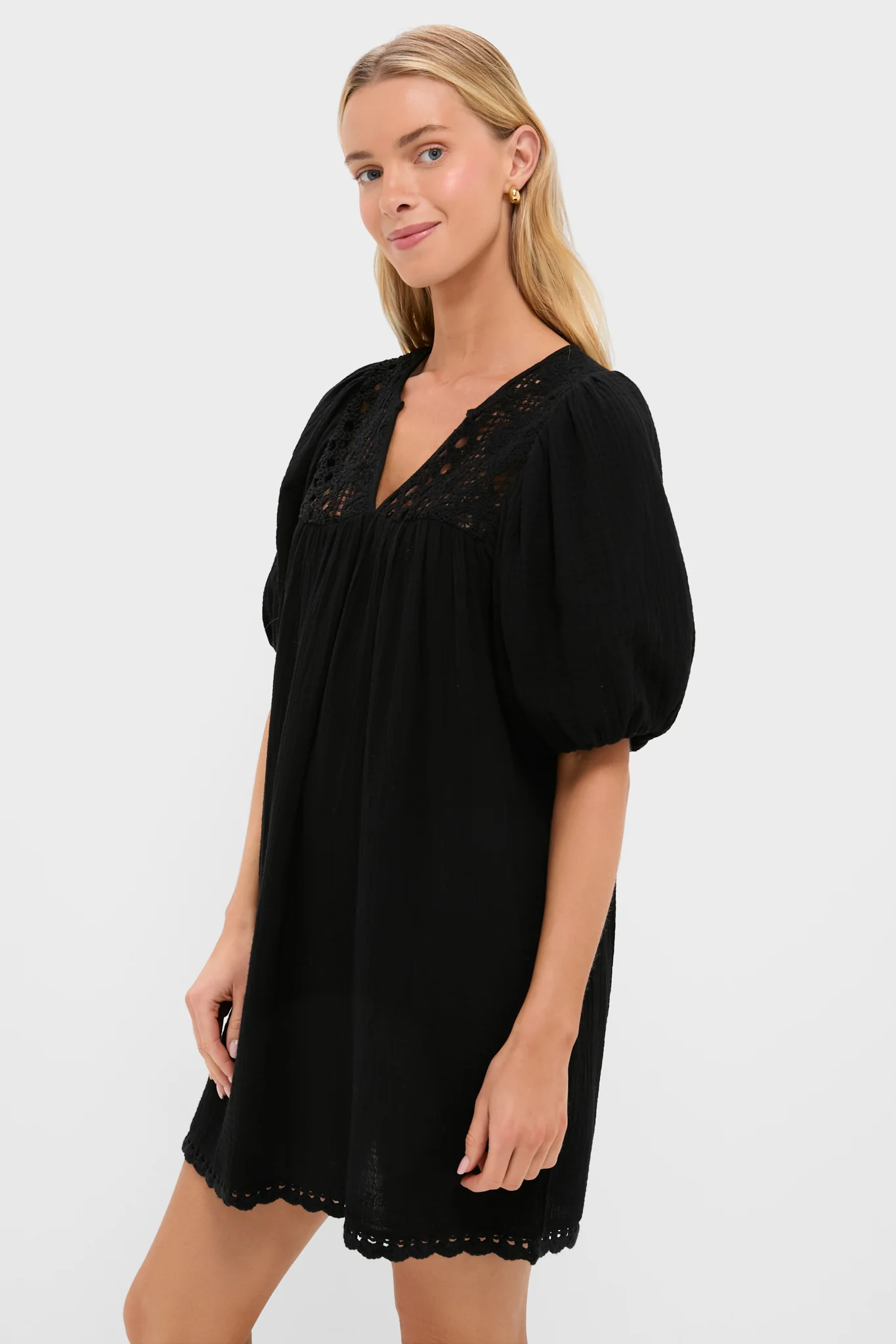 Black Crochet Diana Mini Dress - Image 3
