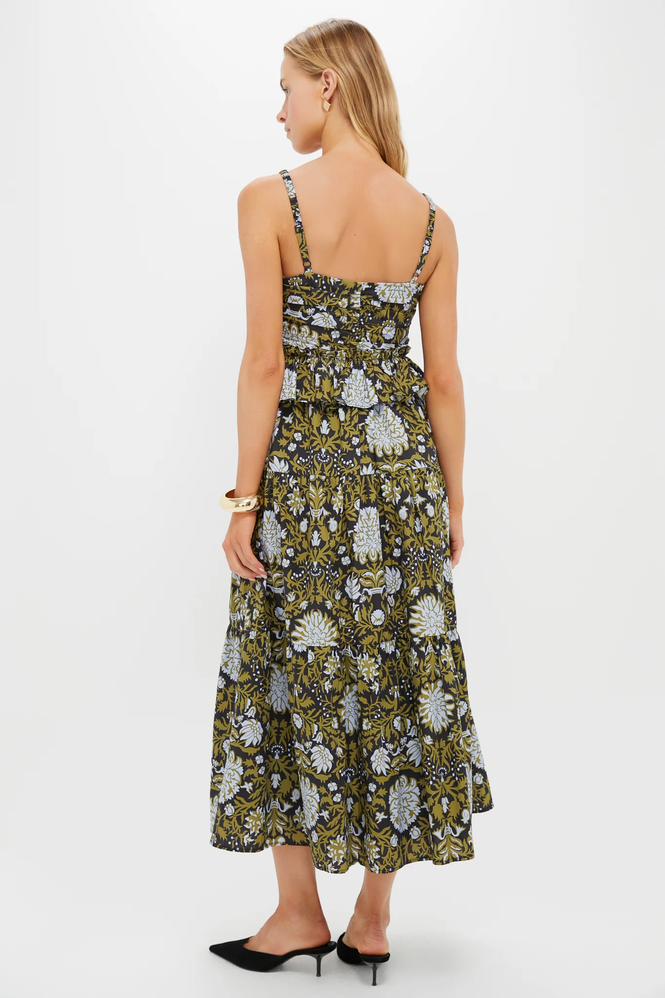 Black Floral Peplum Myles Midi Dress - Image 3