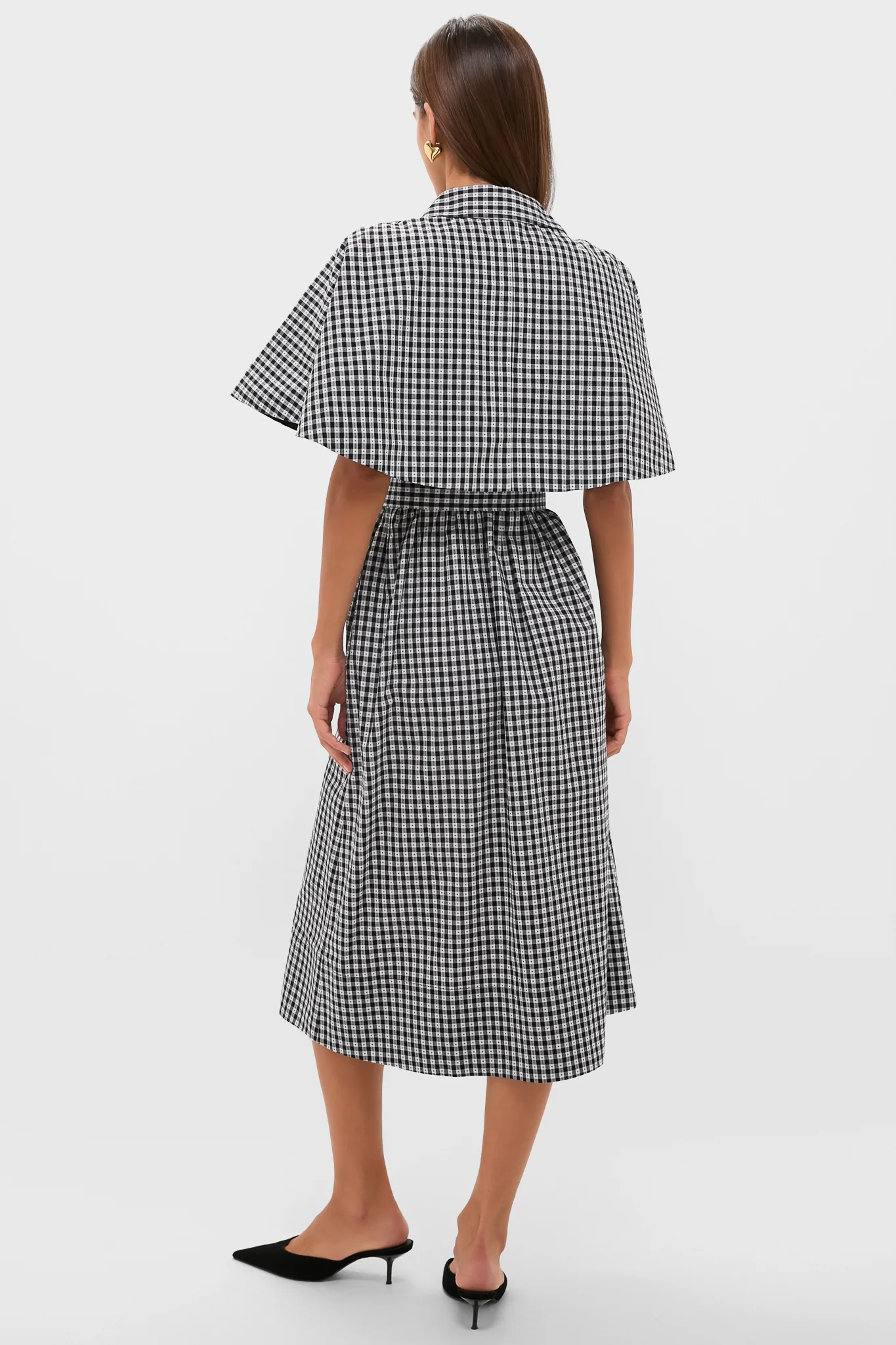 Black Gingham Cape Chloe Dress - Image 4