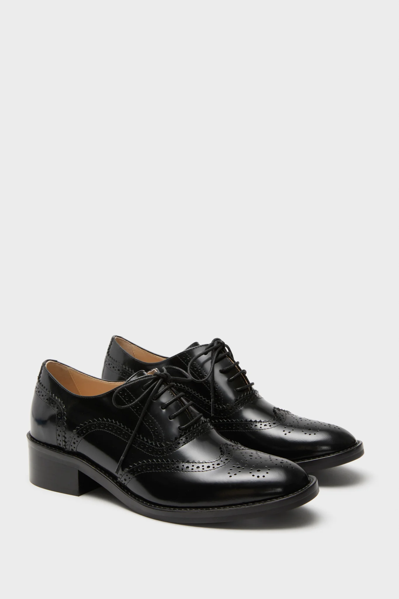 Black Leather Brogue Oxford Shoes - Image 4