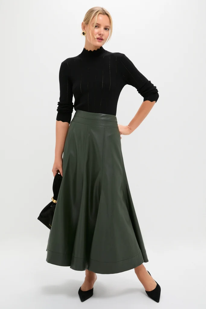 Black Pointelle Knit Allen Turtleneck - Image 2