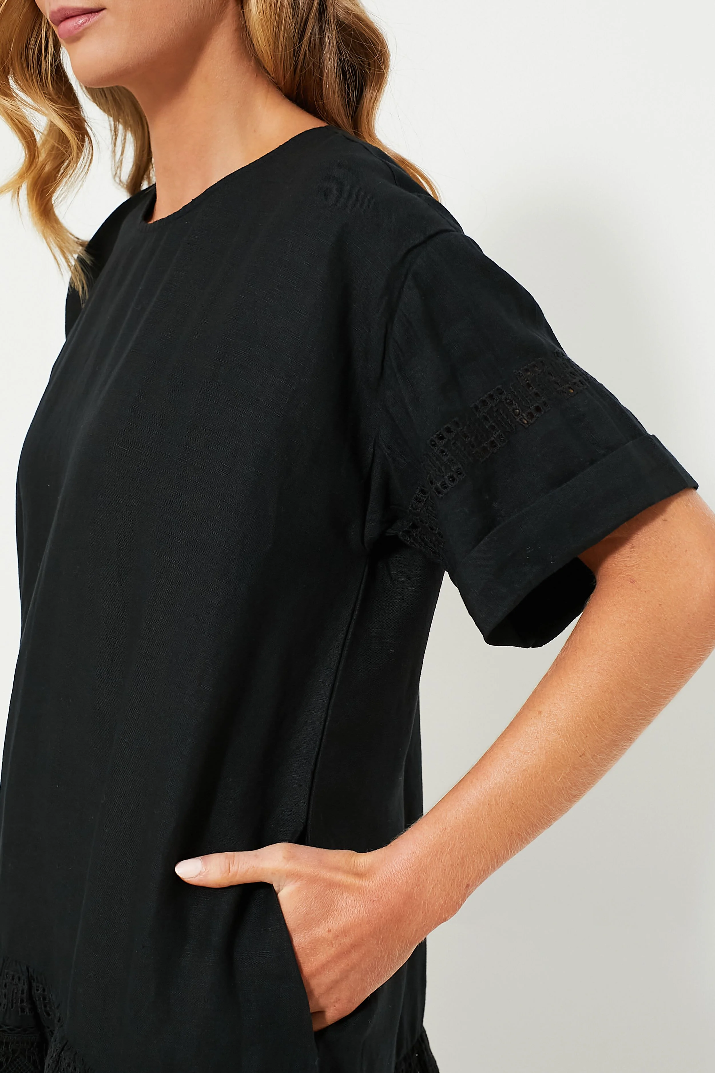 Exclusive Black Rosina Embroidery Short Sleeve Tunic Dress - Image 5