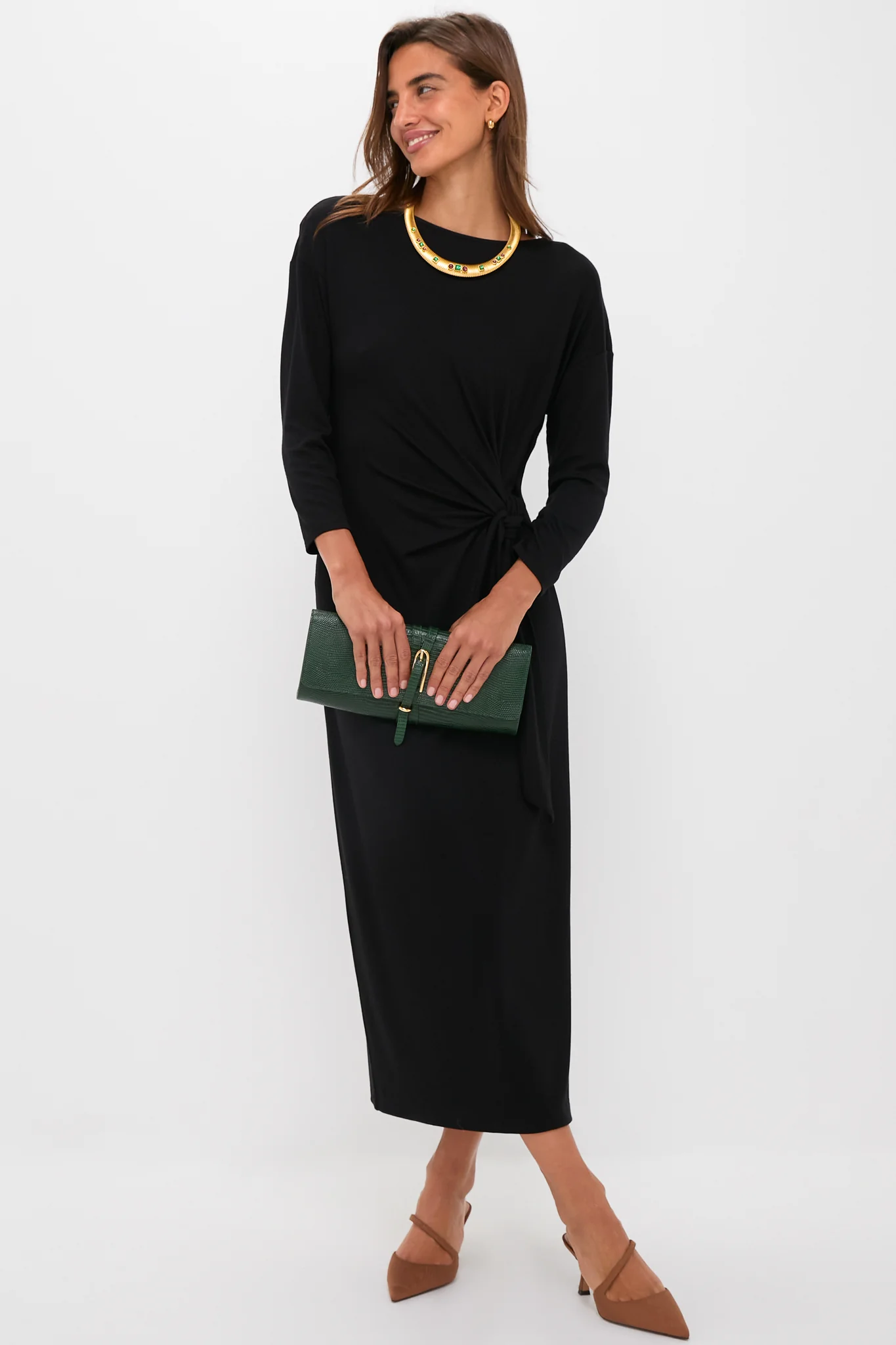 Black Side Tie Elspeth Maxi Dress - Image 2