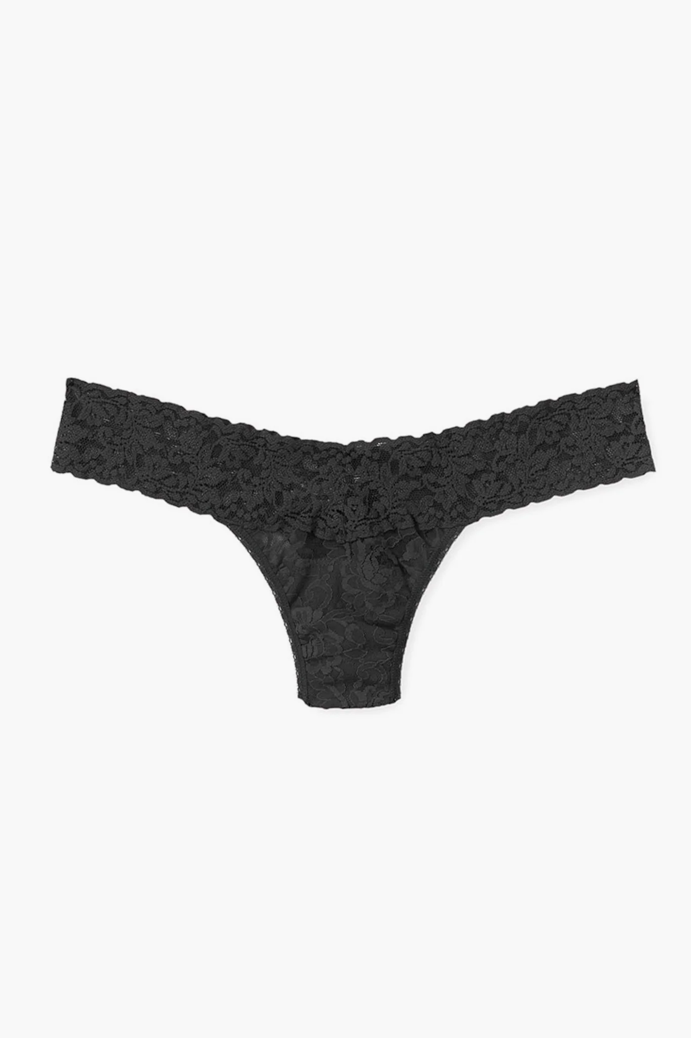 Black Signature Lace Low Rise Thong - Image 2