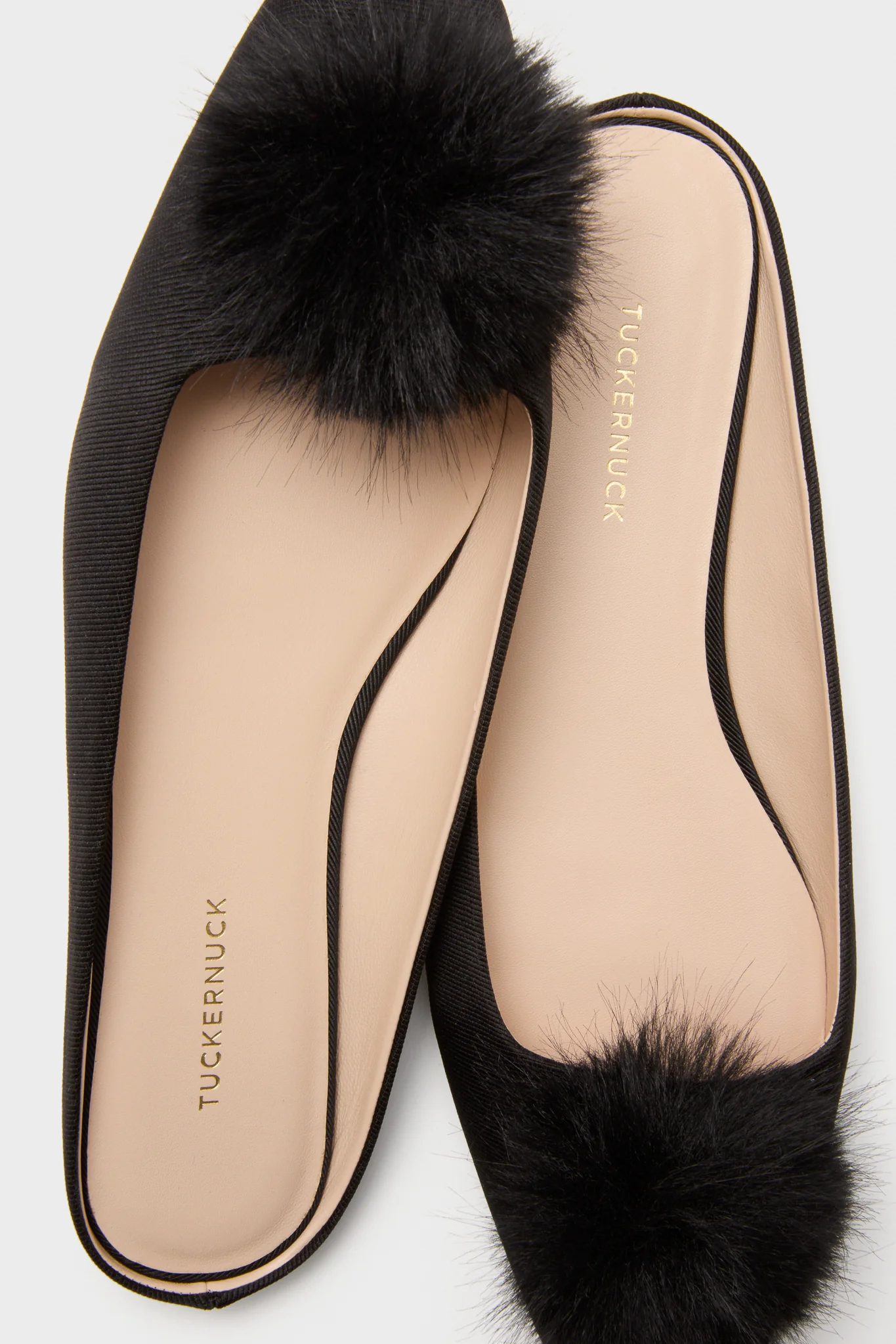 Black Silk Faille Nilli Flats with Pom Pom - Image 6