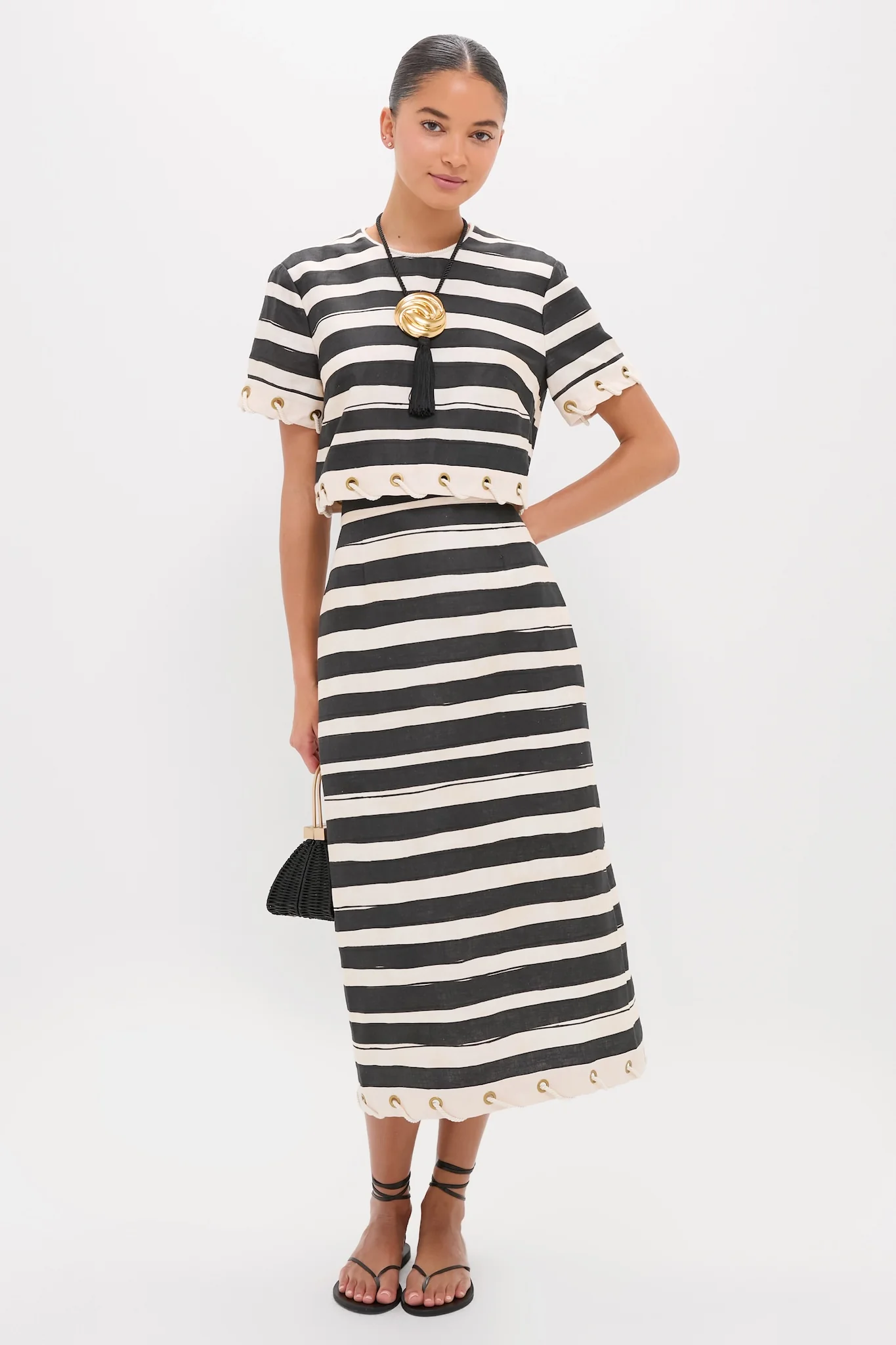Black Stripe Story Pencil Skirt - Image 2