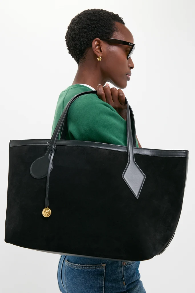 Black Suede Large Sprout Tote - Image 2