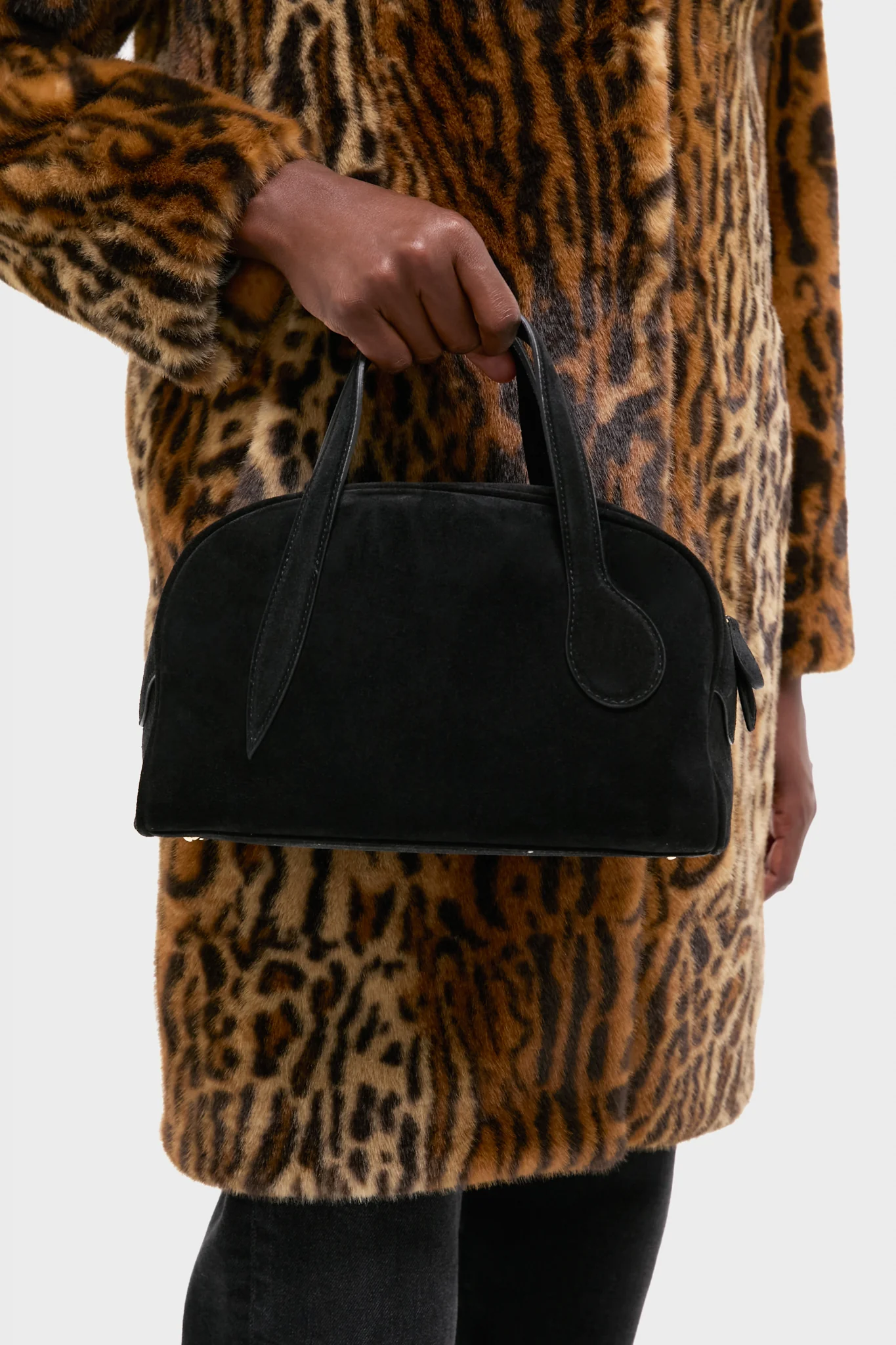 Black Suede Mini Bowling Bag - Image 2