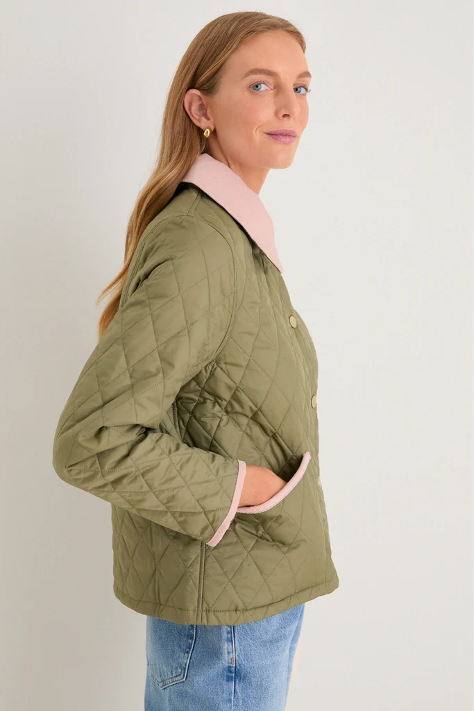 Bleached Olive Icons Cropped Liddesdale Quilted Jacket - Image 6
