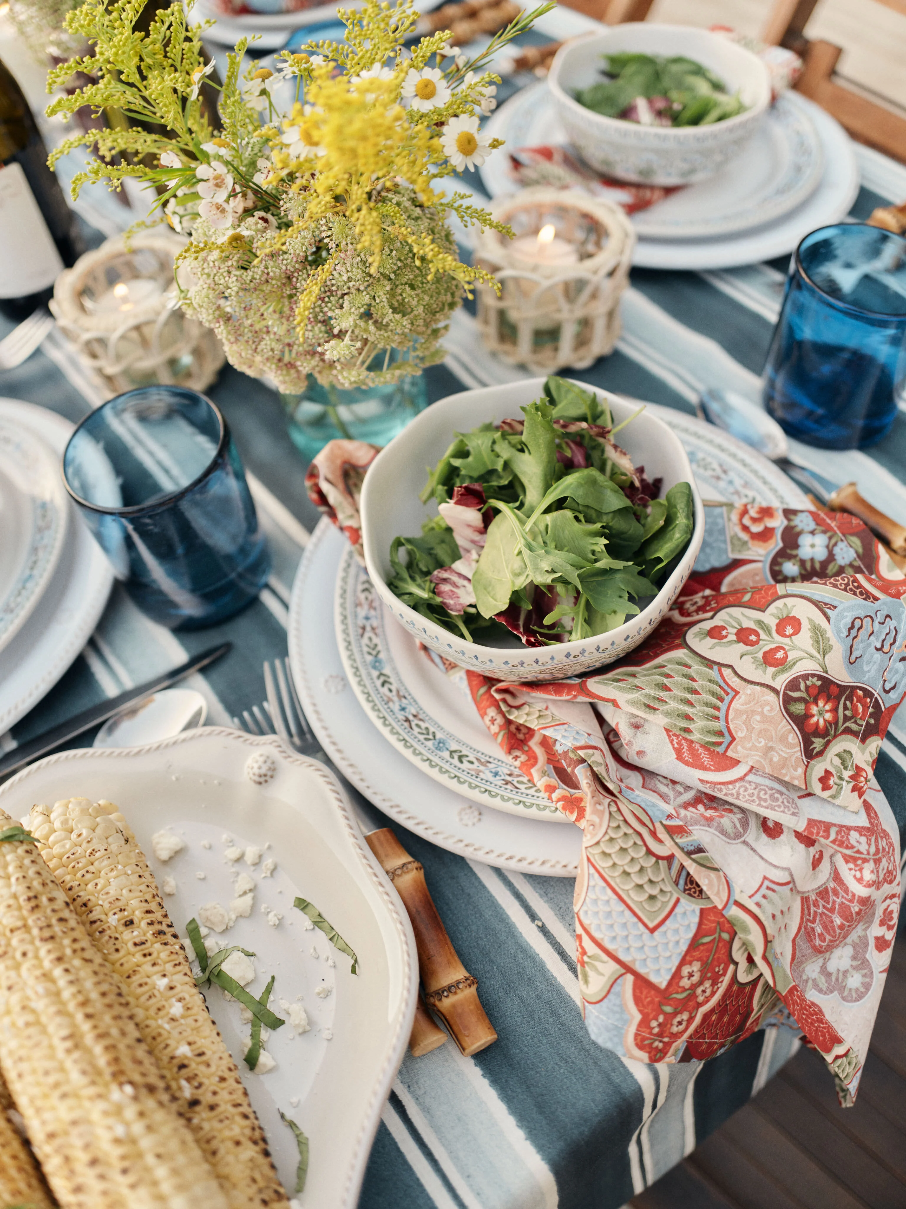 Blue and Grey Stripe Tablecloth - Image 3