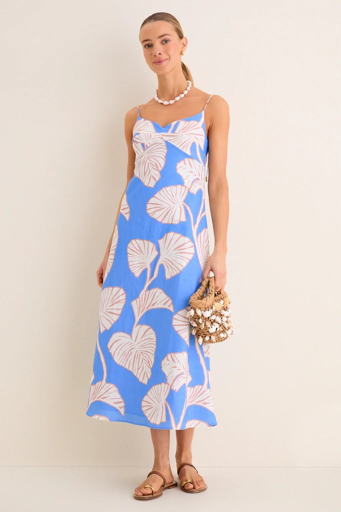 Blue and Ivory Ilana Midi Dress - Image 2