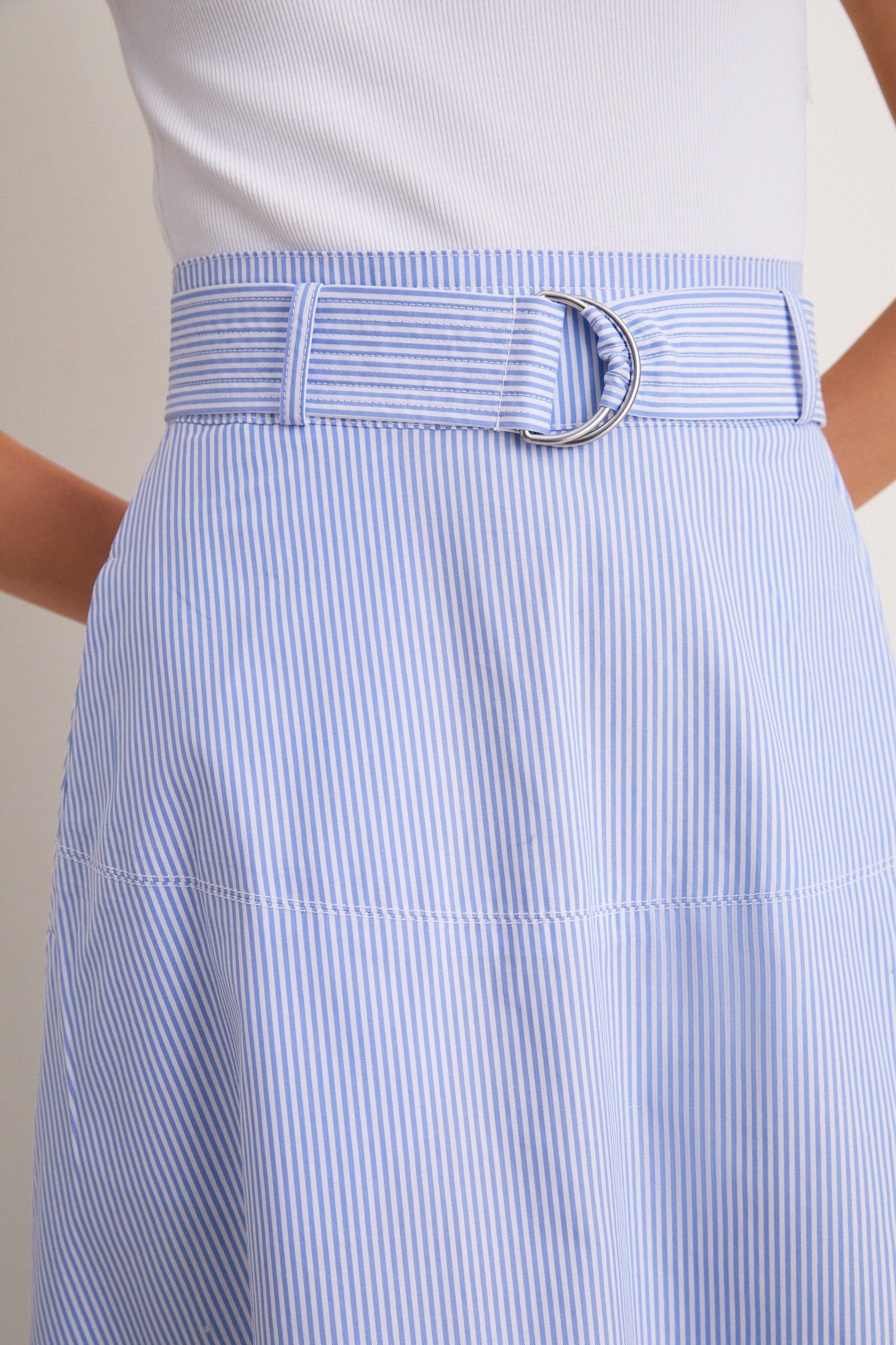 Blue and White Stripe Belmar Mixed Media Dress - Image 5