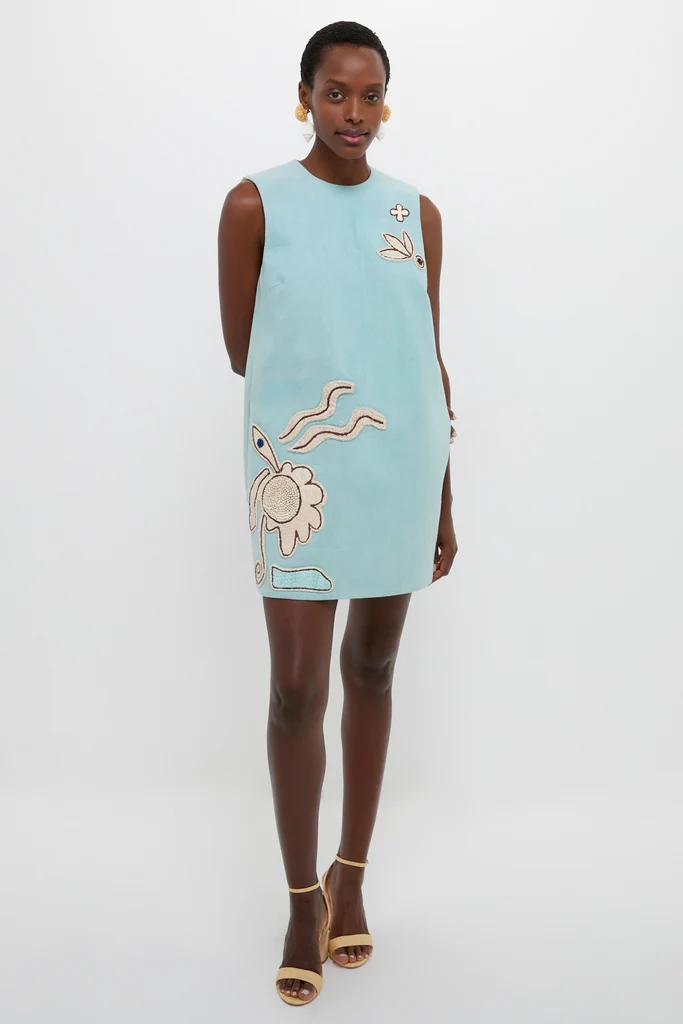 Blue Azara Raffia Mini Dress - Image 7