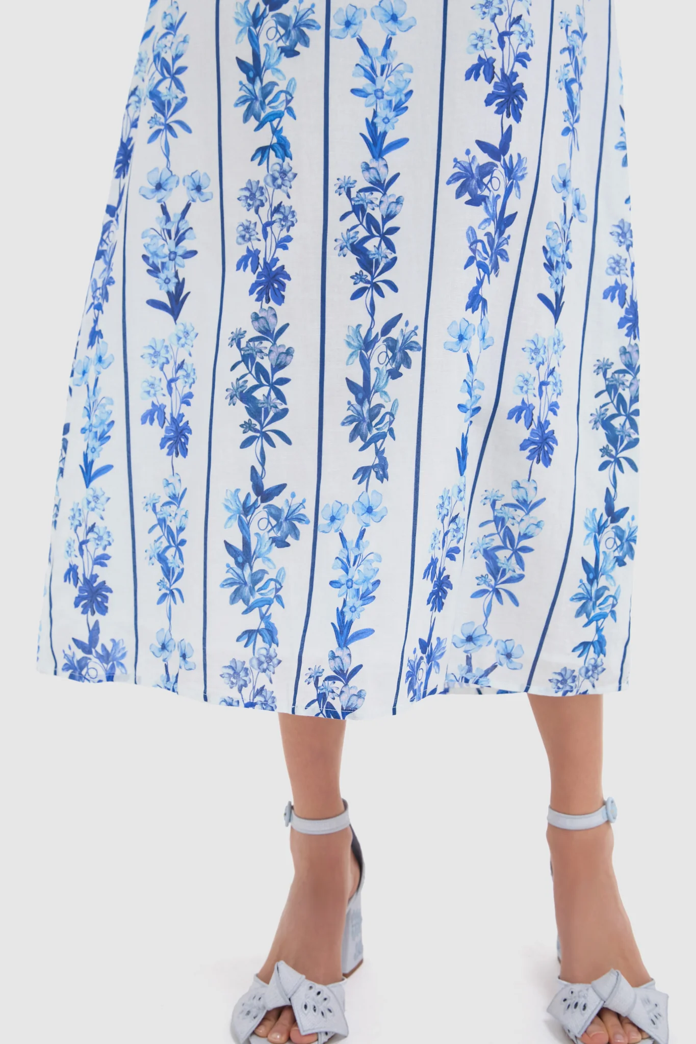 Blue Floral and Stripe Minnie Midi Dress - Image 5