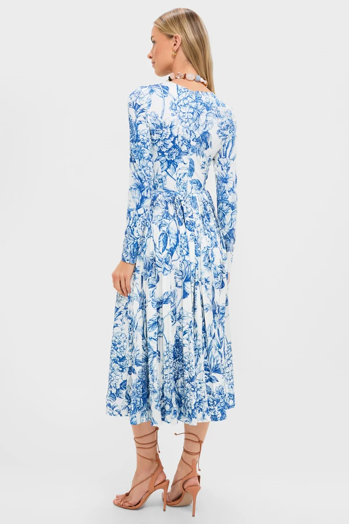 Blue Floral Jersey Pemberton Midi Dress - Image 5