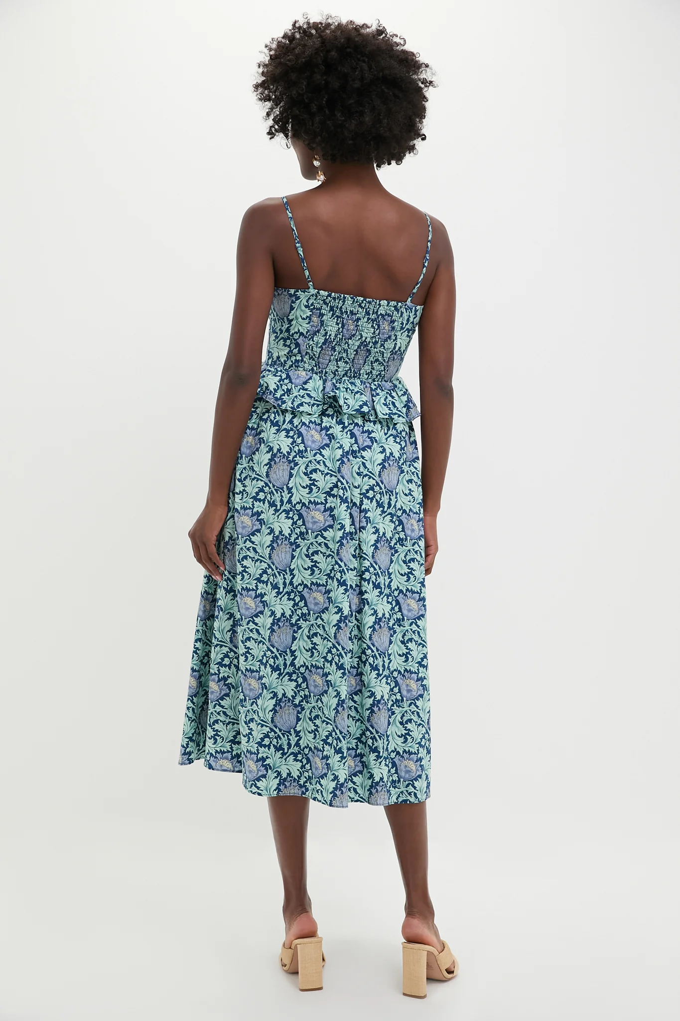 Blue Leafy Floral Maeve Midi Dress - Image 4