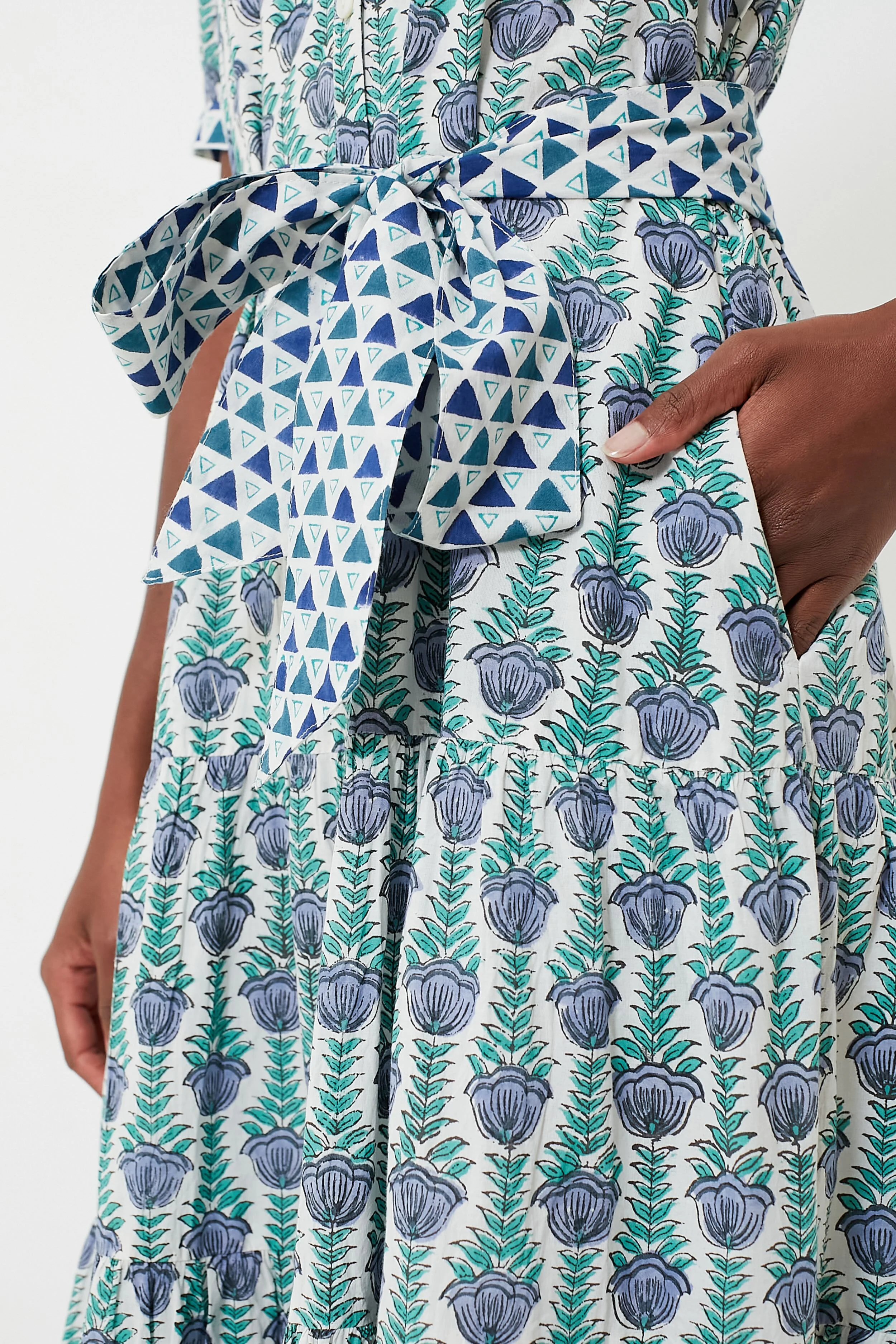 Blue Multi Short Sleeve Maxi Dress - Image 5