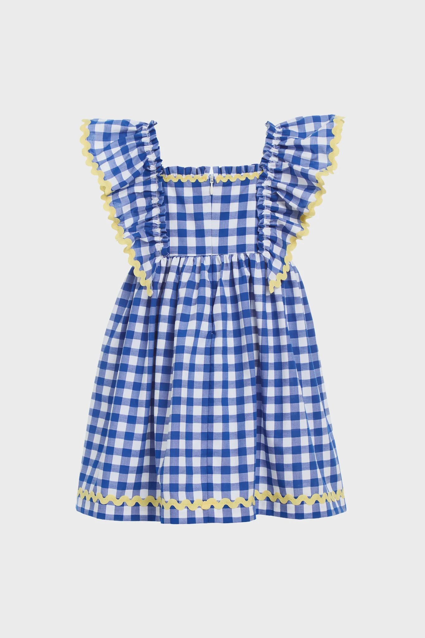 Blue Neci Gingham Flutter Sleeve Dress - Image 2