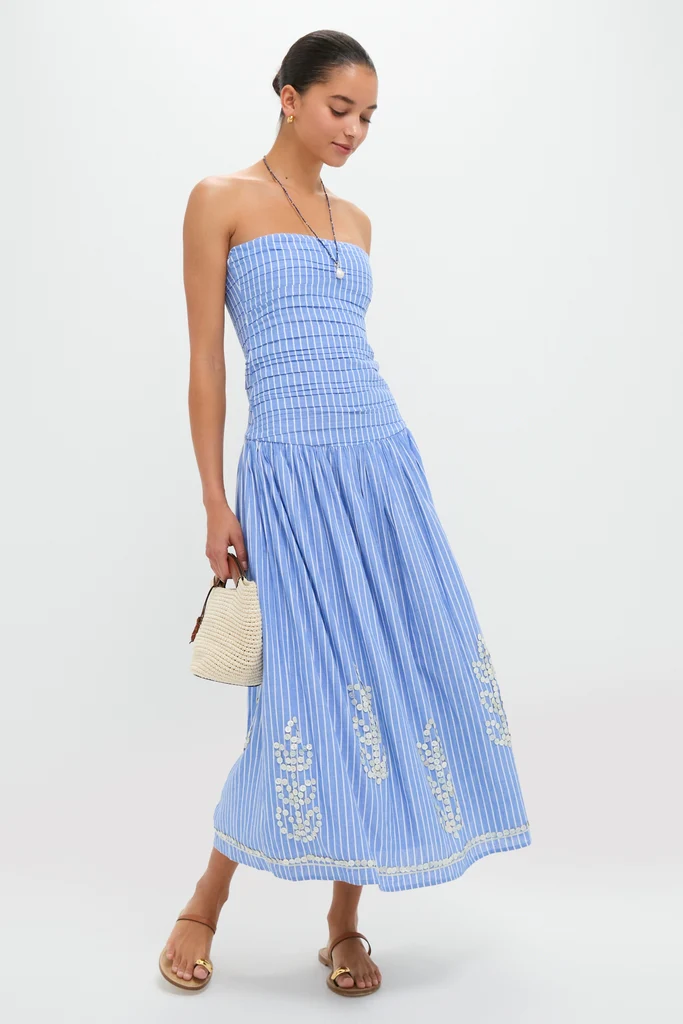 Blue Stripes Malla Midi Dress - Image 3
