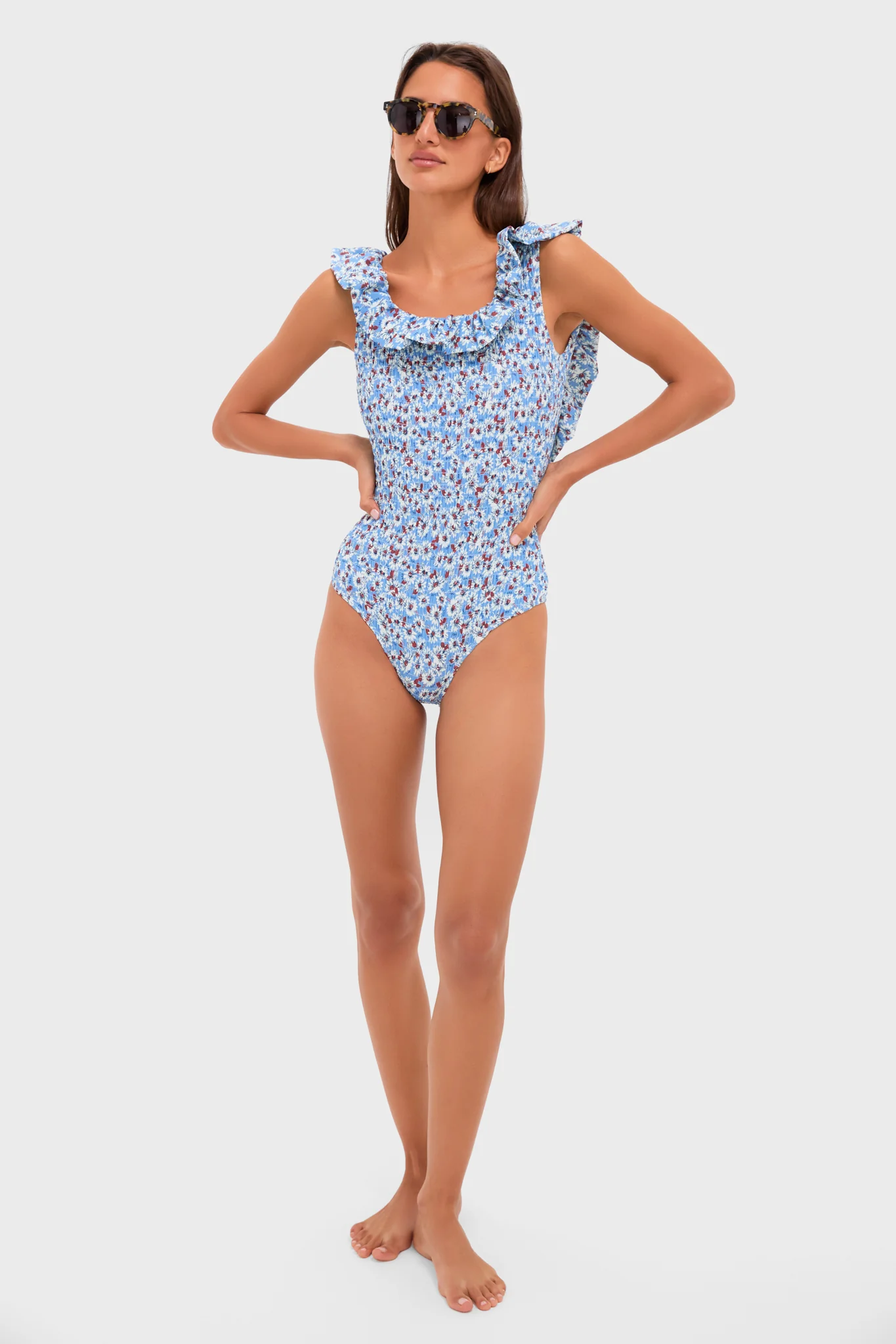 Blue Whitney Print Flutter Sleeve One Piece - Image 6
