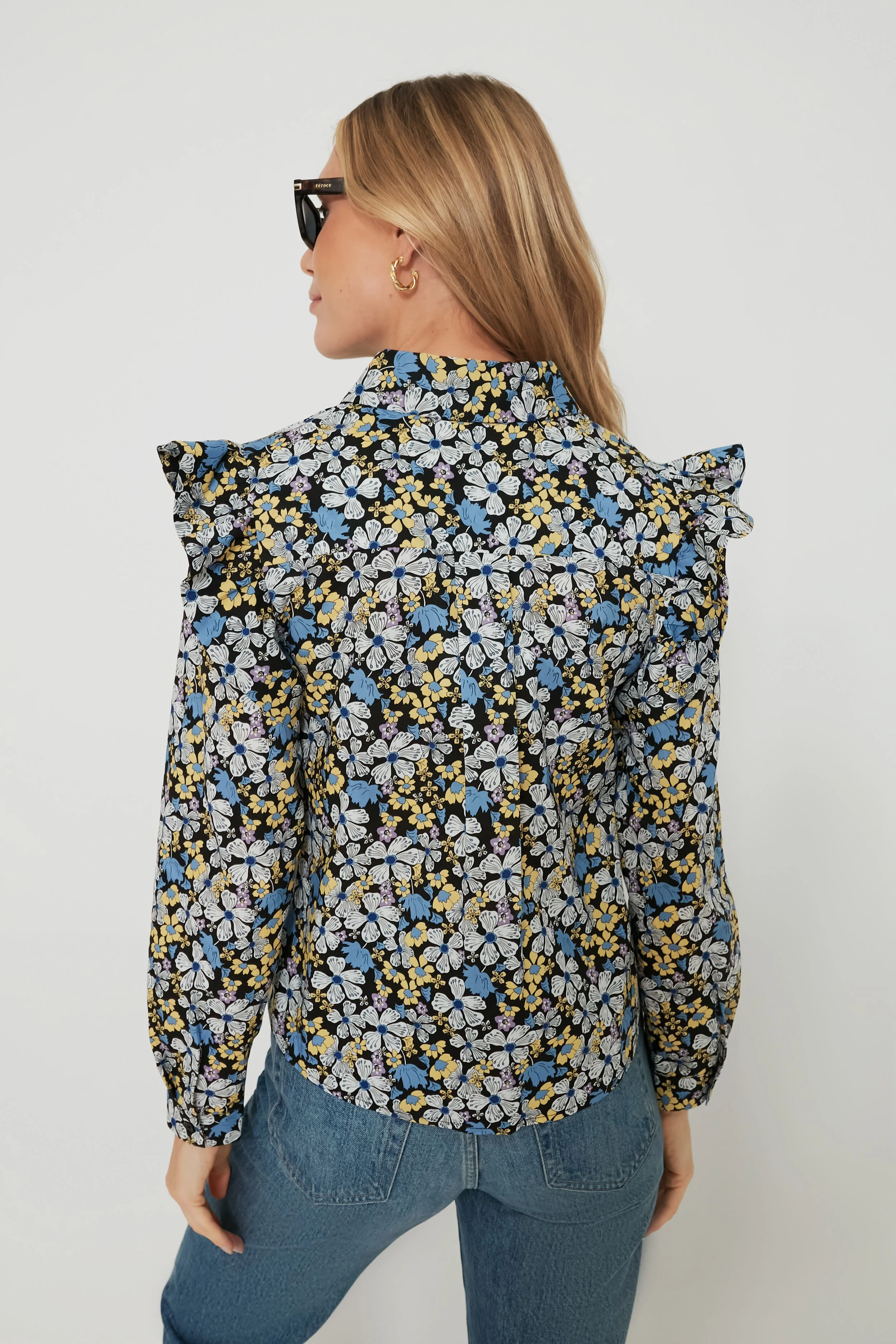 Blue & Yellow Floral Primrose Blouse - Image 5