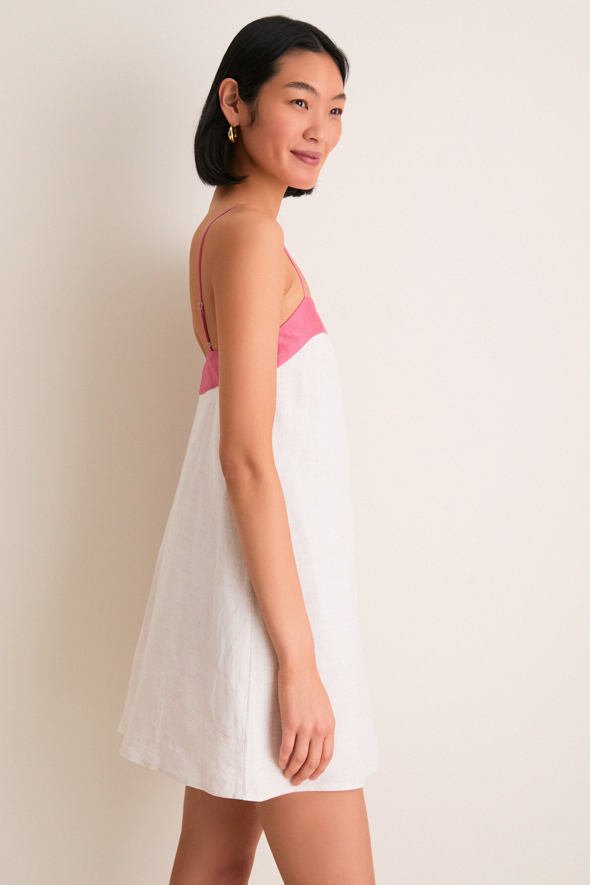 Blush and Canyon Linen Laura Mini Dress - Image 3