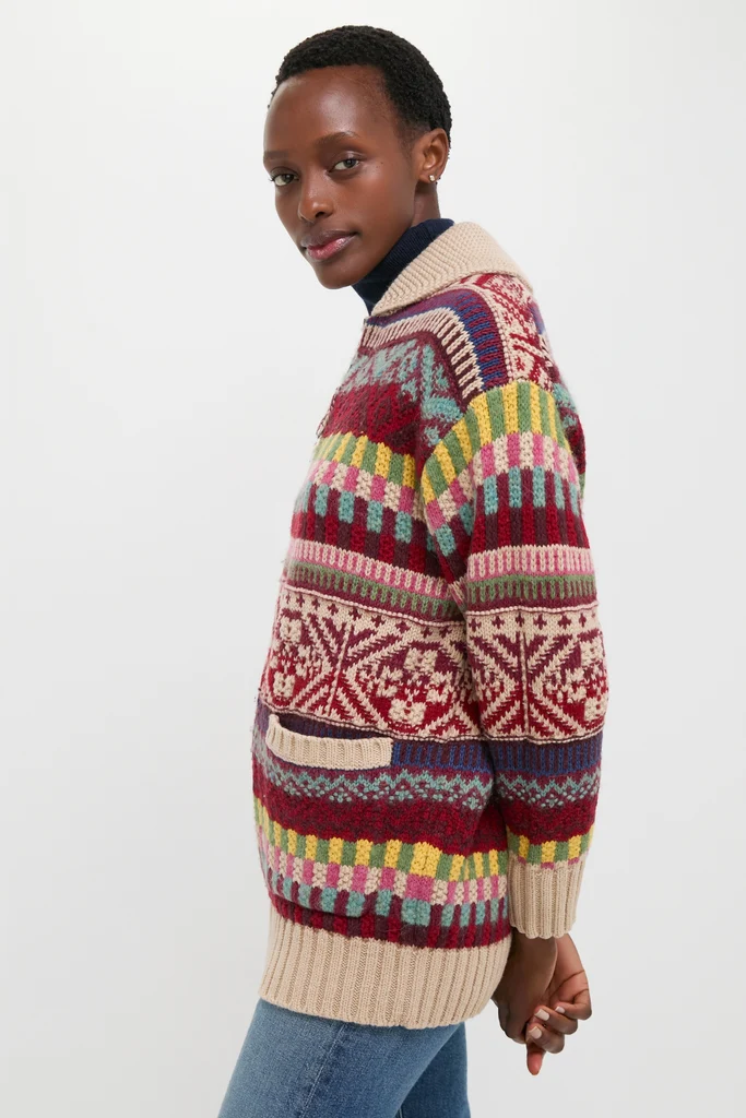 Brick Multi Cotton Wool Blend Sweater - Image 3