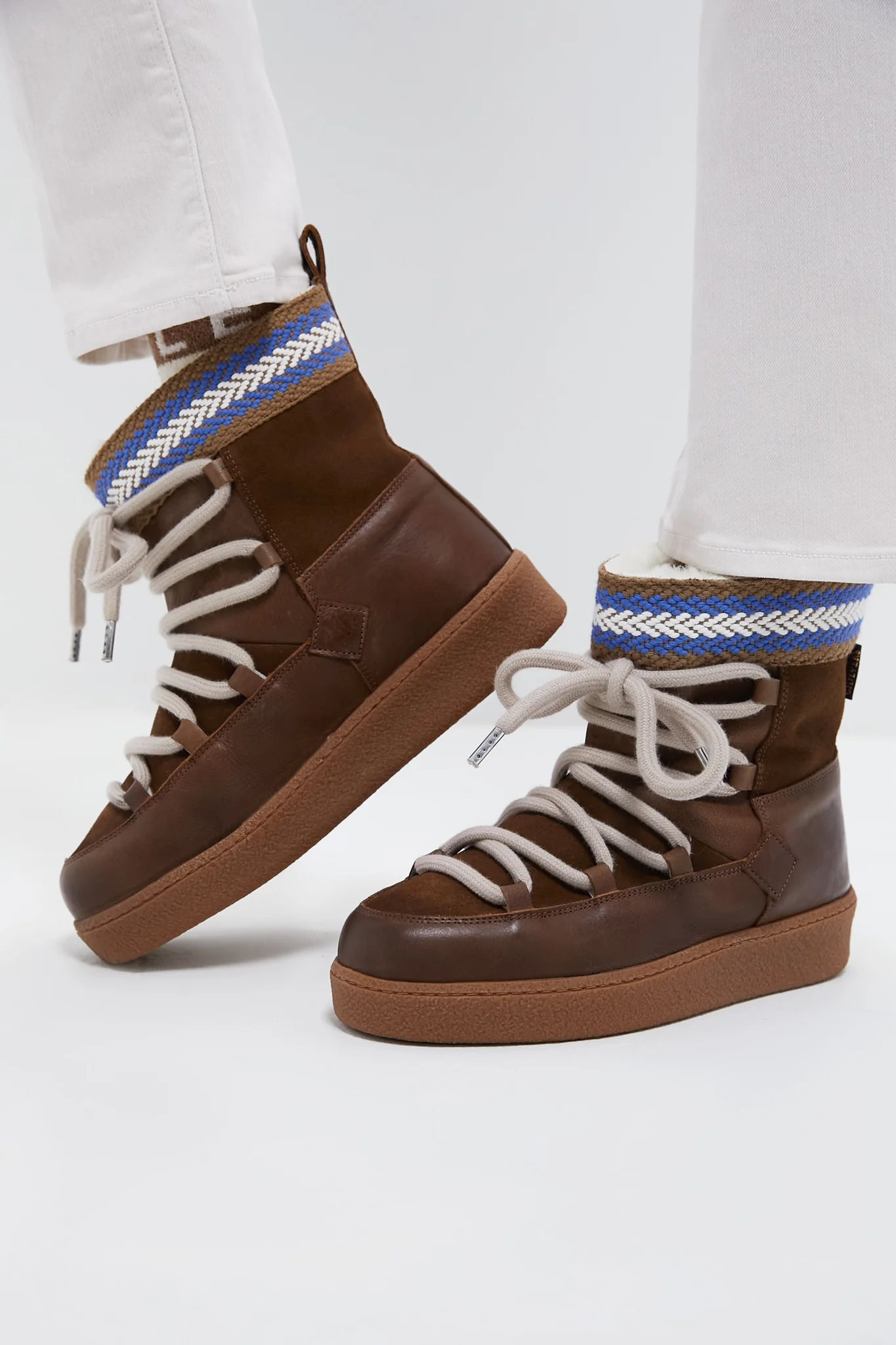 Brown Cosmos Leather Wool-Lined Boots - Image 3