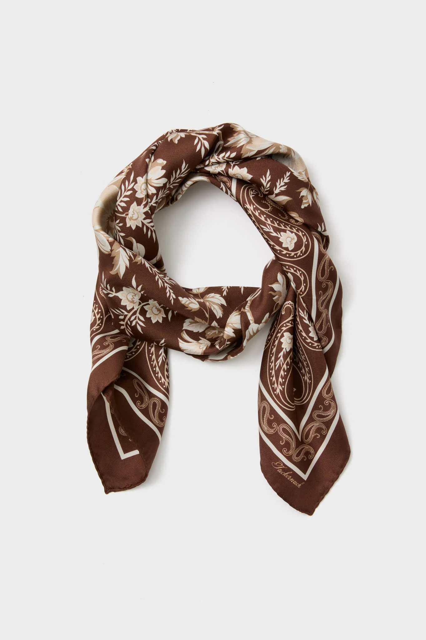 Brown Floral Medium Silk Scarf - Image 11
