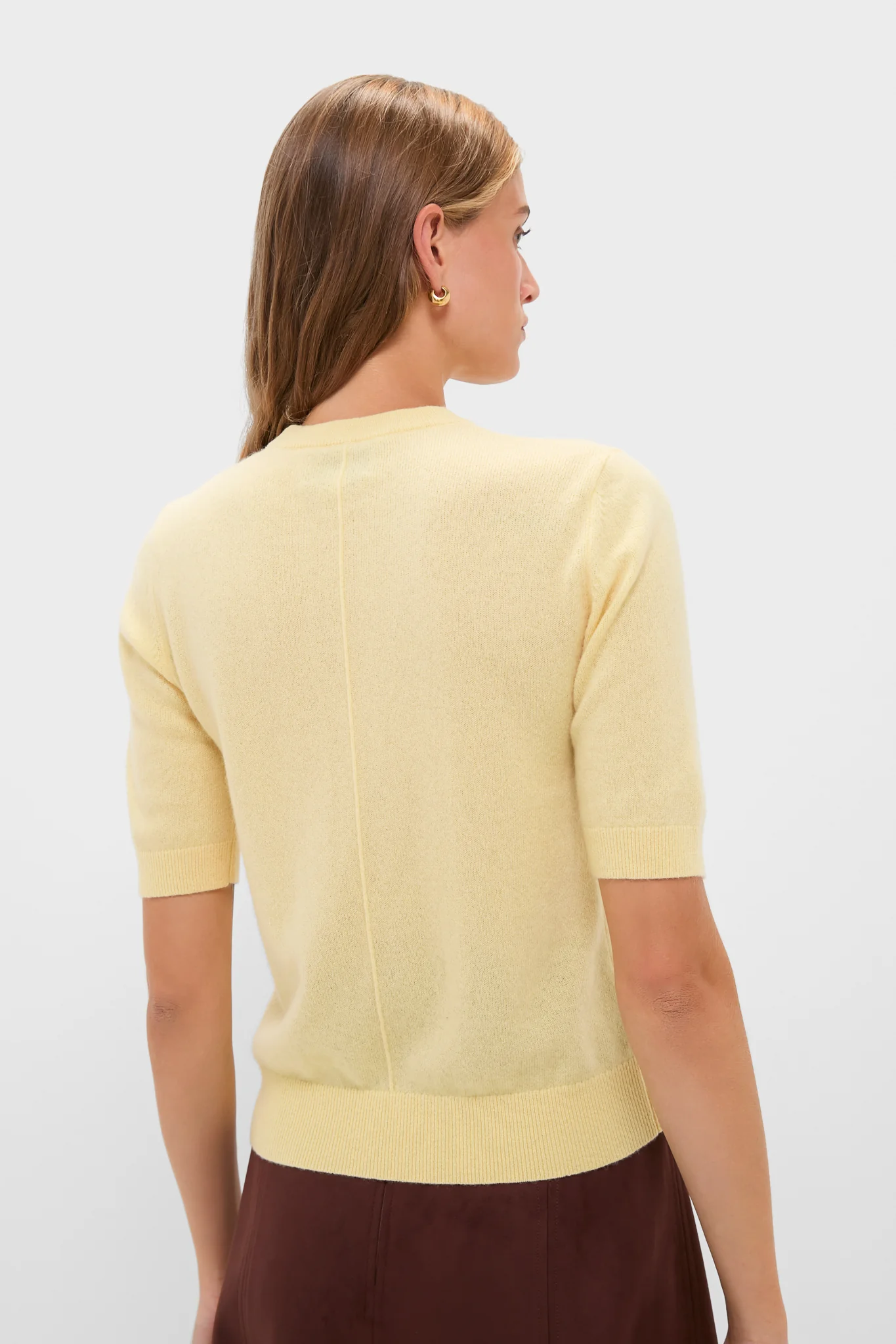 Butter Yellow Cashmere Short Sleeve Crewneck - Image 4