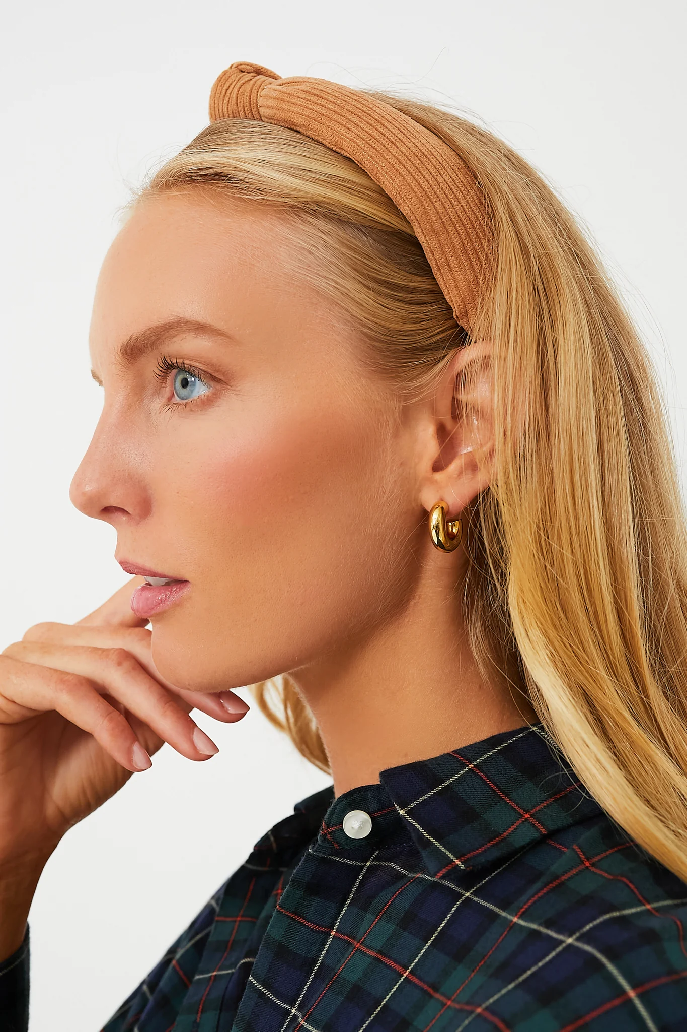 Camel Corduroy Slim Knotted Headband - Image 2