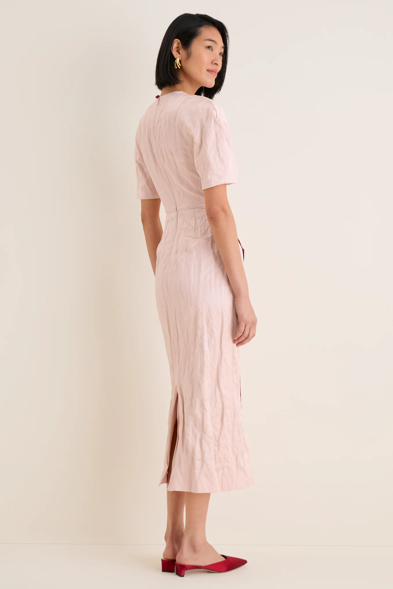 Cameo Pink Short Sleeve Midi Cocktail Dress - Image 5