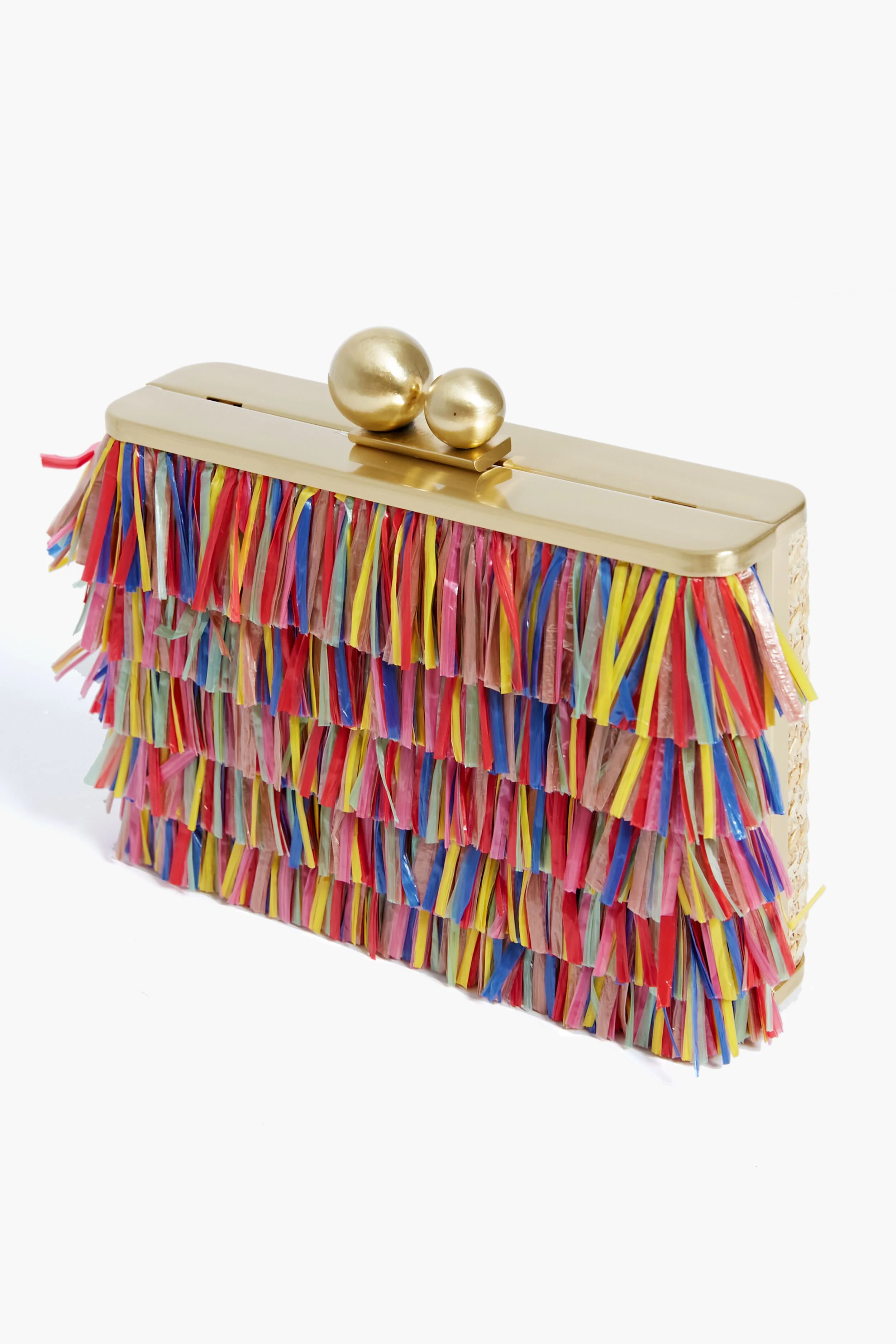 Carlita Carnivale Raffia Fringed Clutch - Image 6