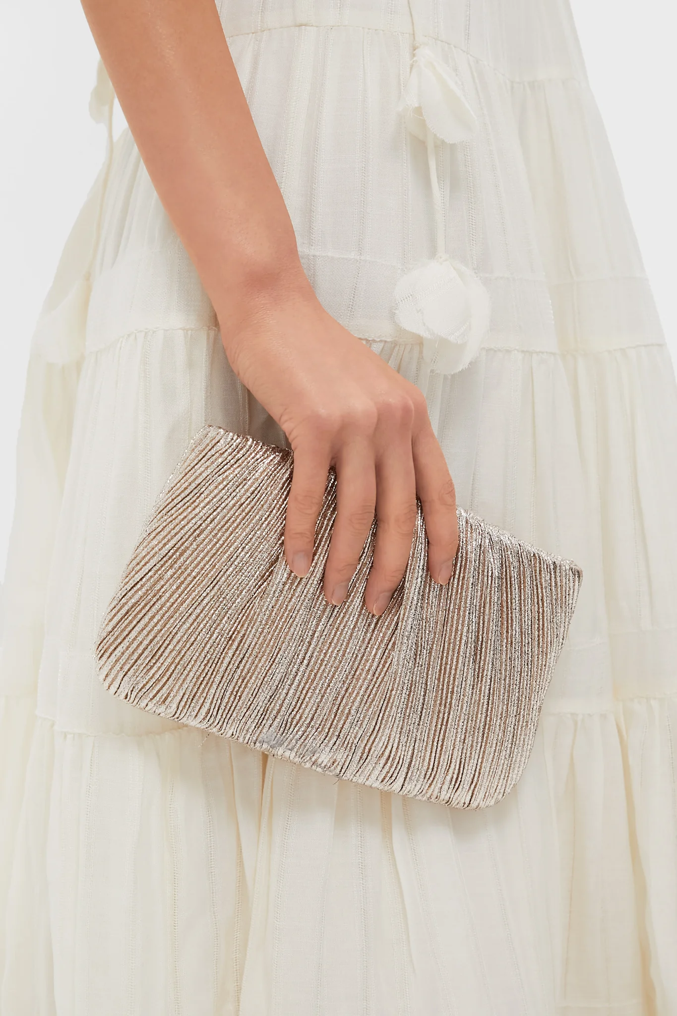 Champagne Shimmer Brit Pleated Clutch - Image 3