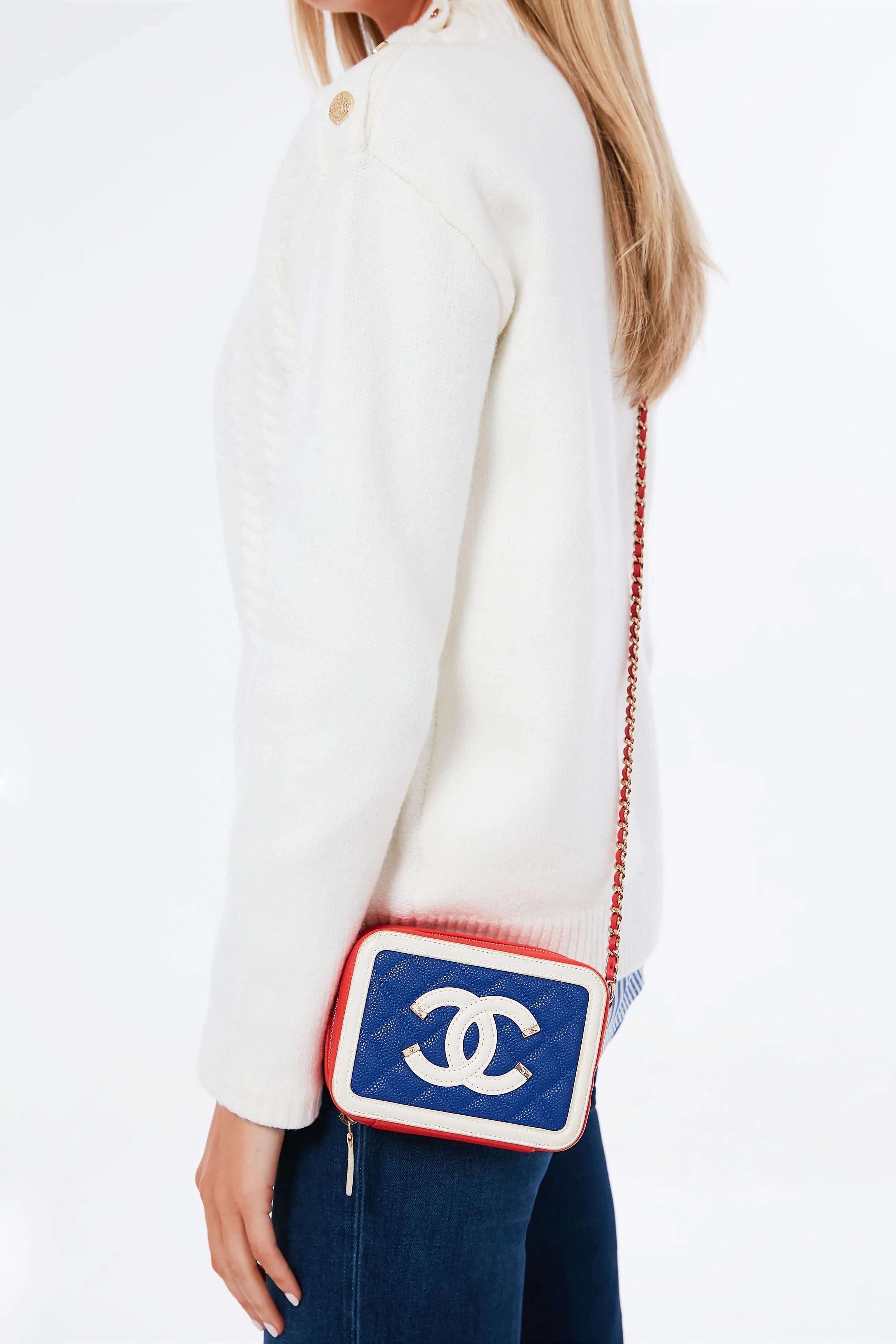 CHANEL Blue CC Filigree Caviar Crossbody - Image 4